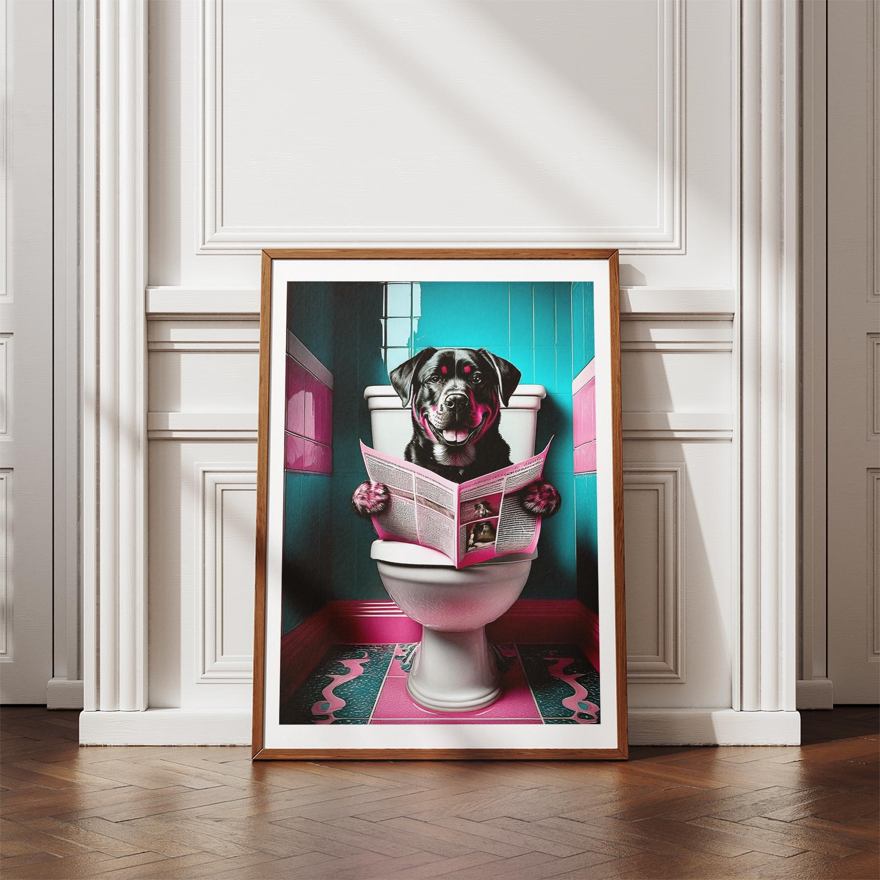 Rottweiler Toilet Dogs PInk and Turquise image 4