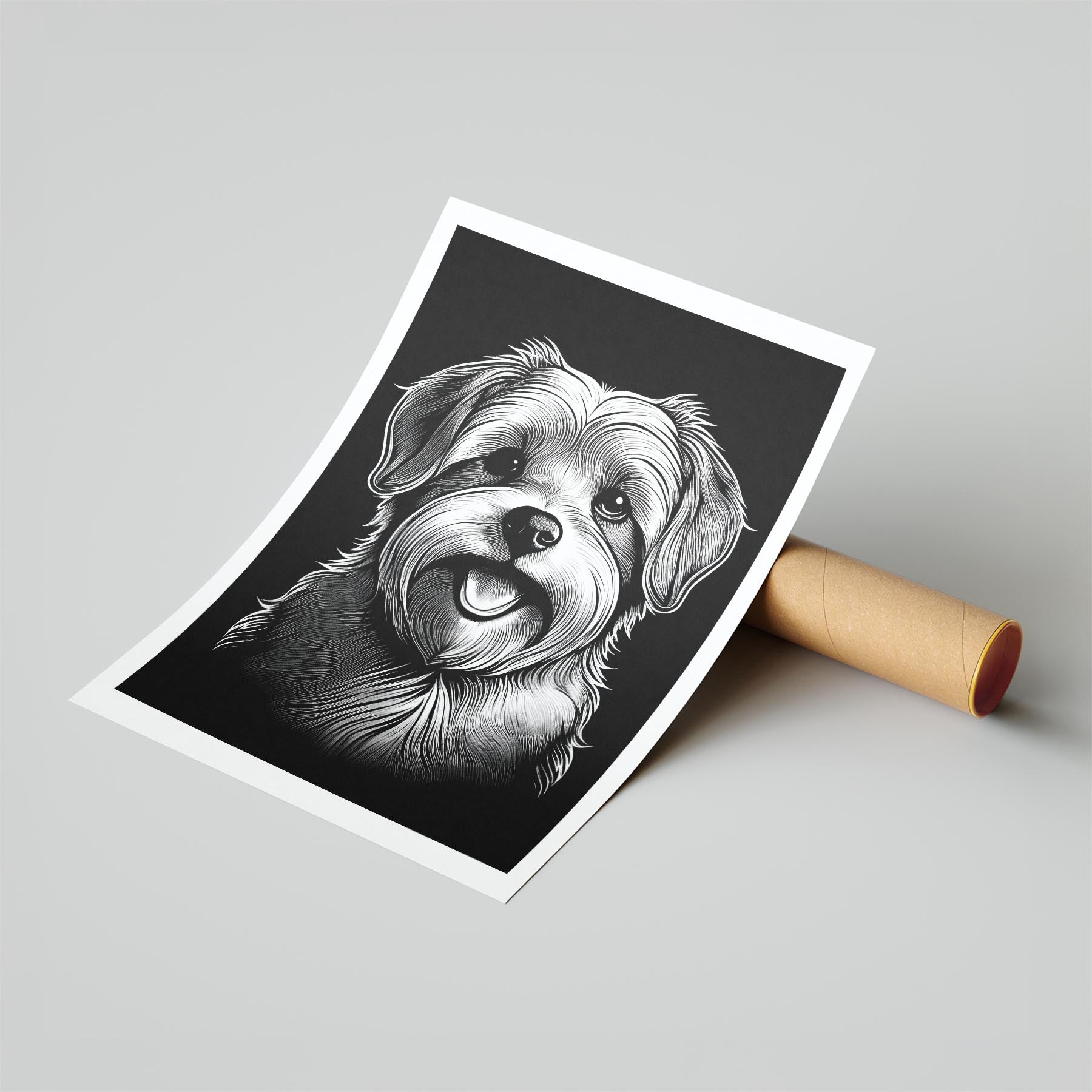 Maltese Line Dog Series in Black and White image 6