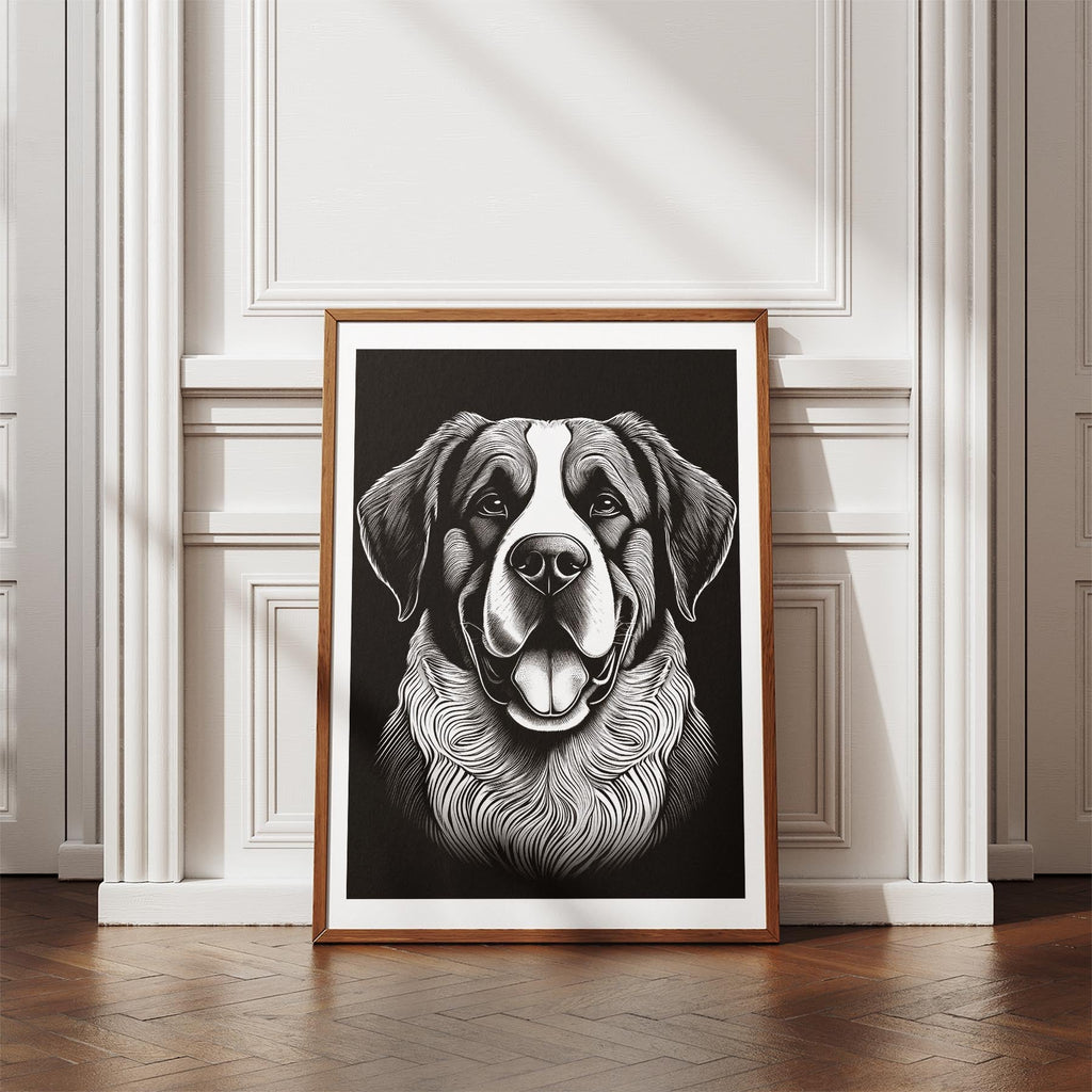 Saint Bernard Line Dog Series in Black and White image 4
