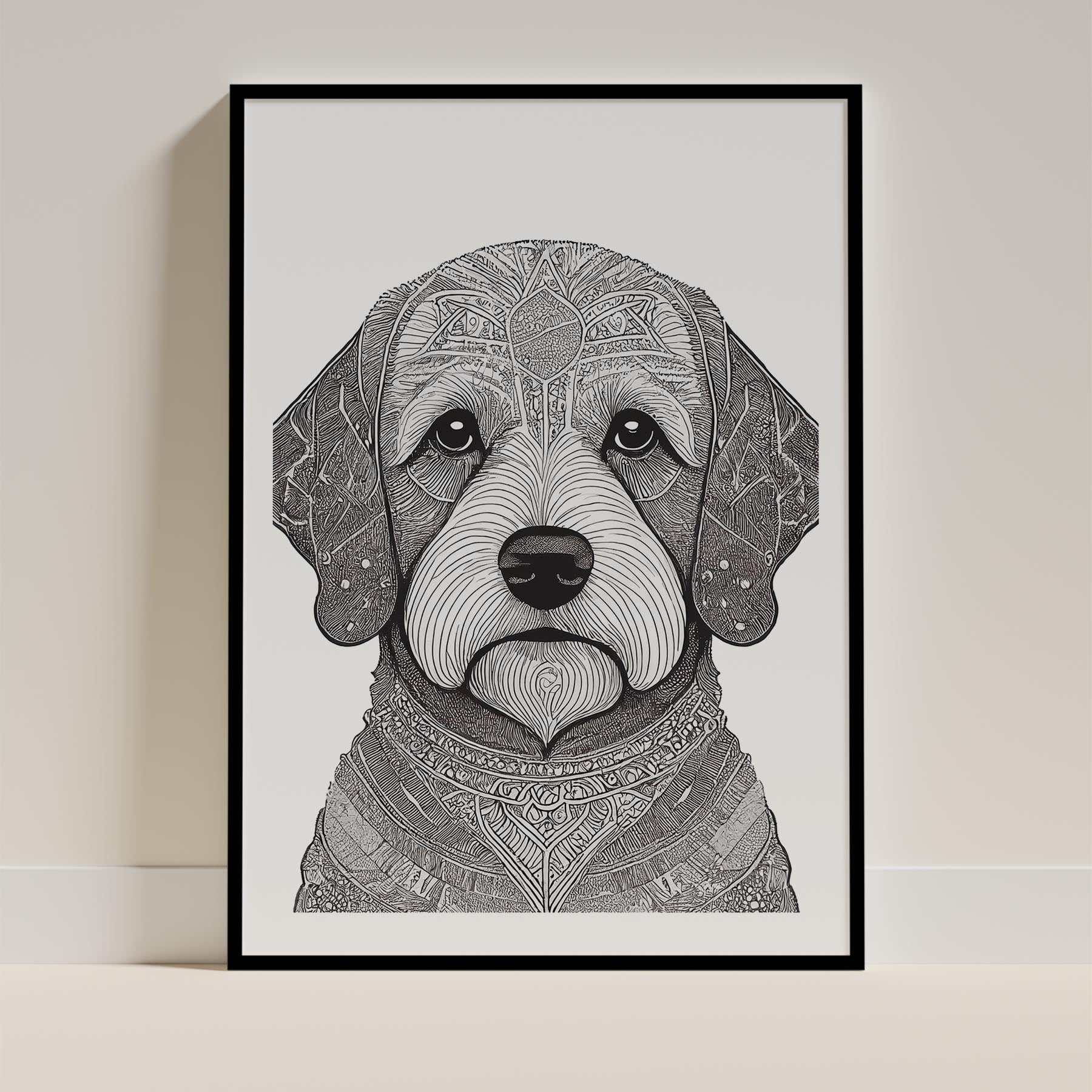 Bichon Frise Mandala Black and White Dog Series image 0