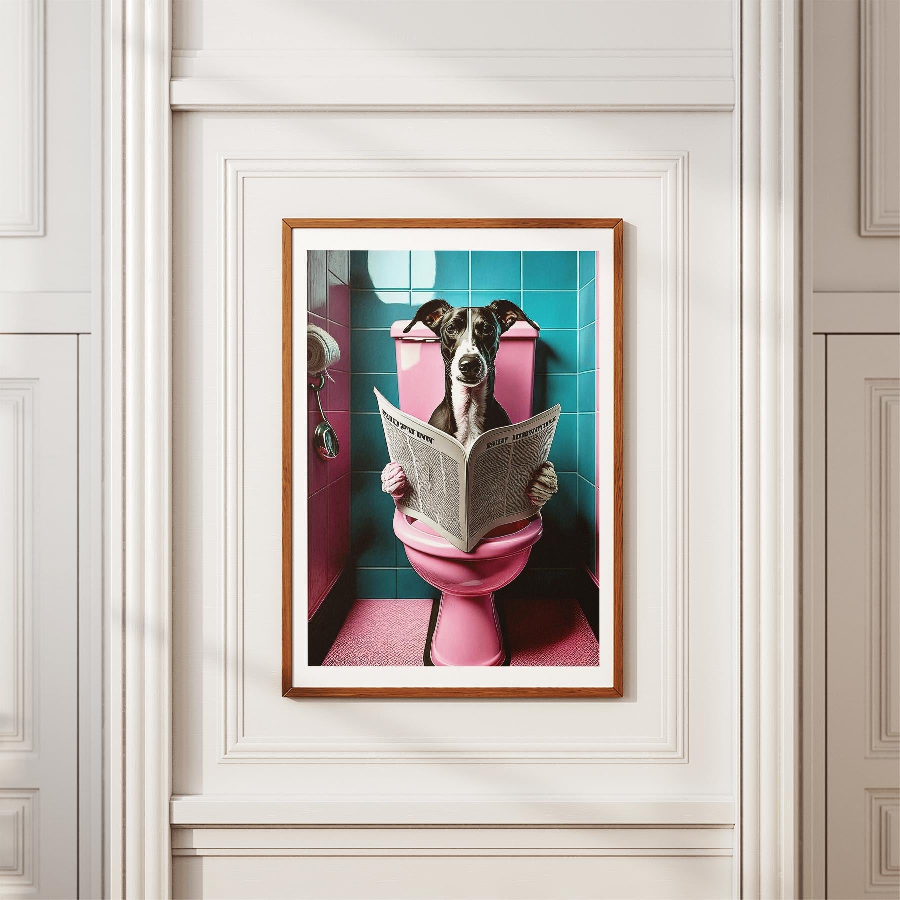Greyhound Toilet Dogs PInk and Turquise image 3