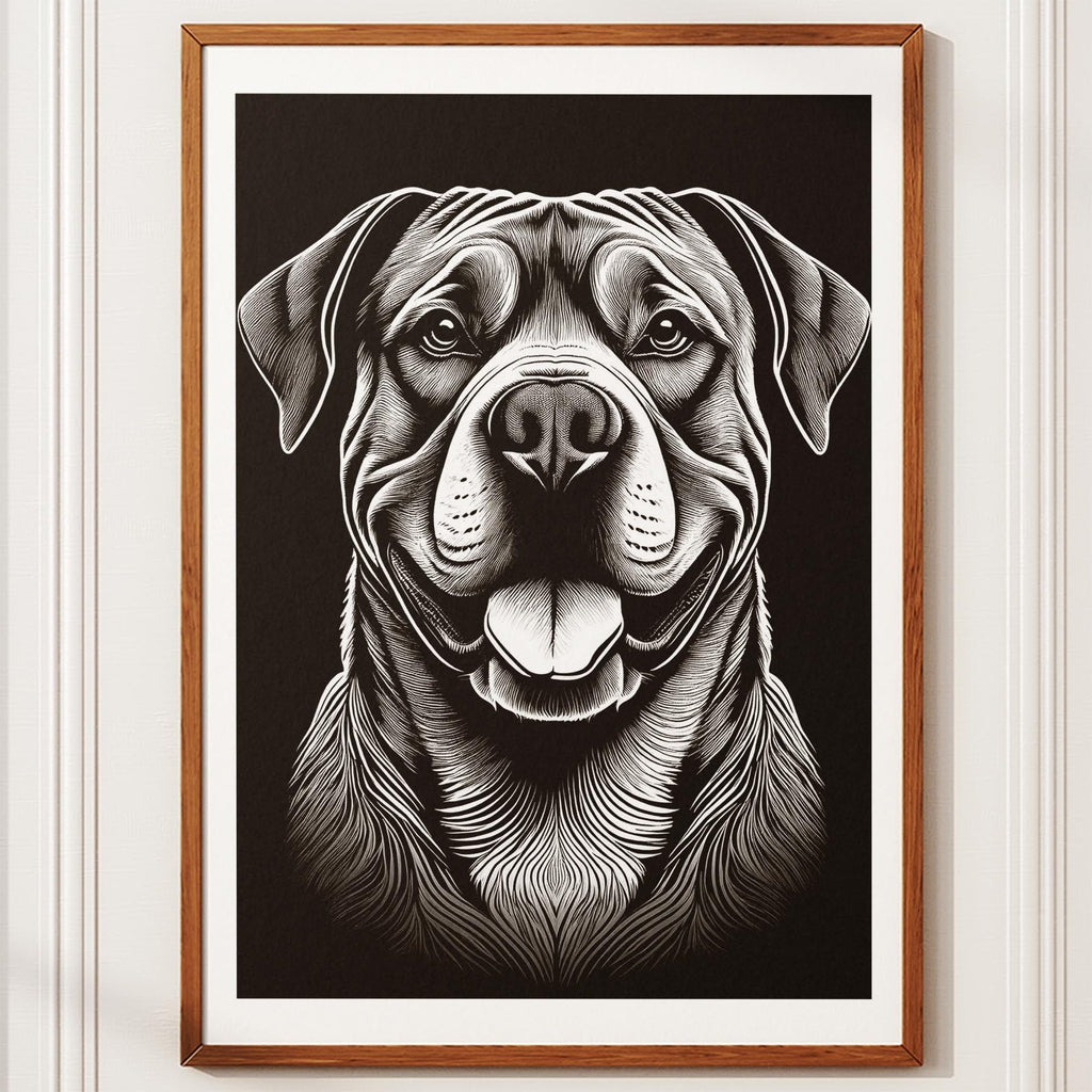 Dogue de Bordeaux Line Dog Series in Black and White image 10