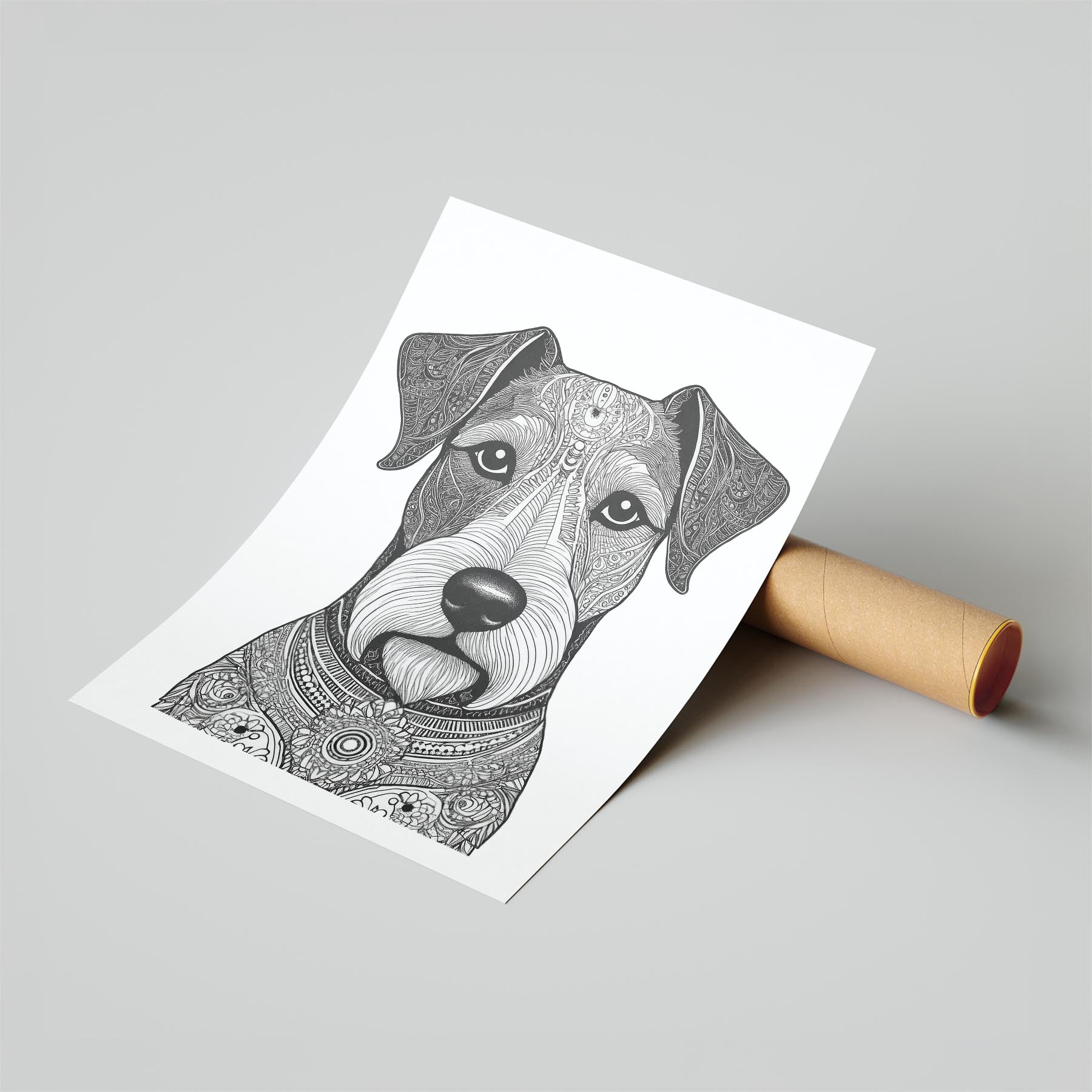 Fox Terrier Mandala Black and White Dog Series image 6