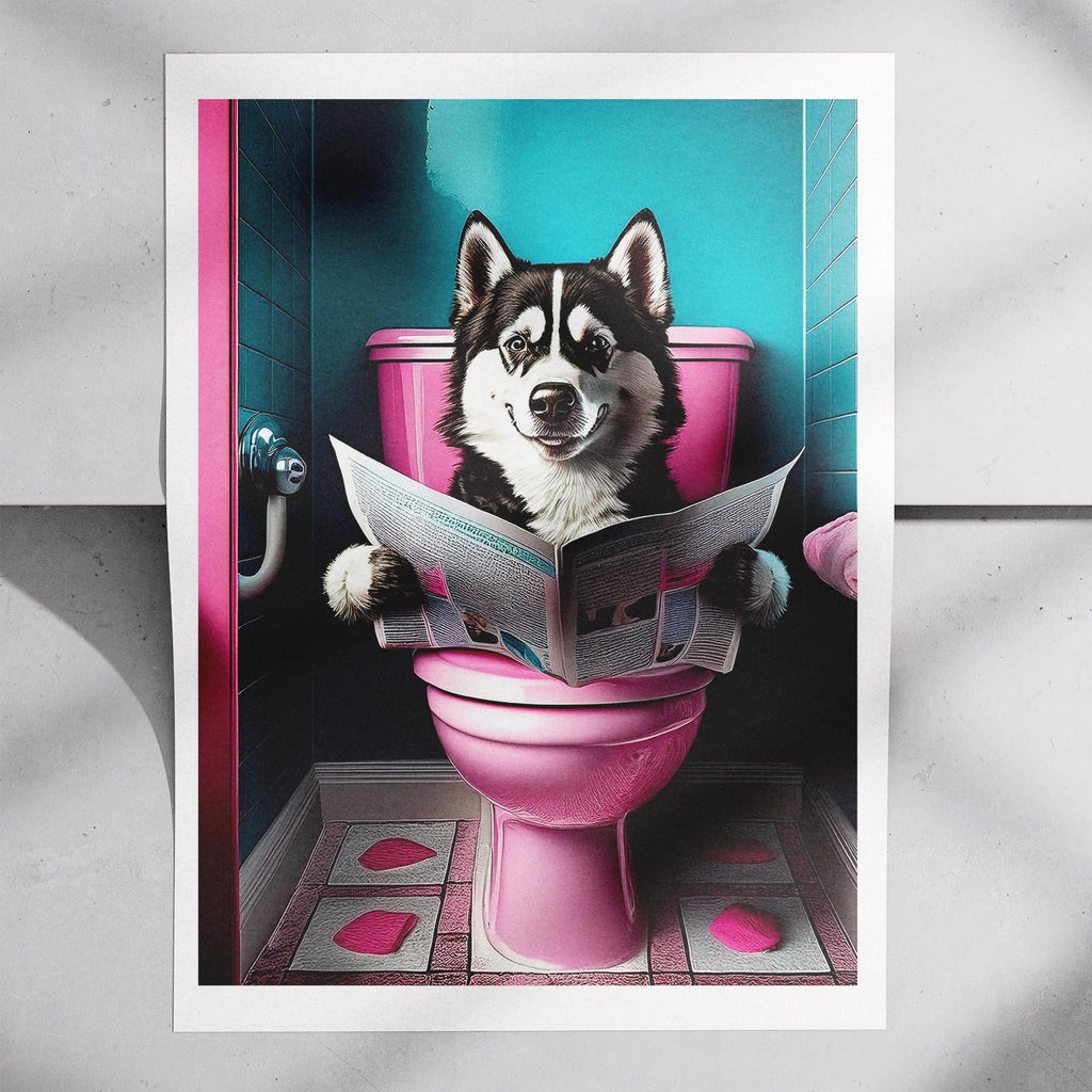 Siberian Husky Toilet Dogs PInk and Turquise image 7