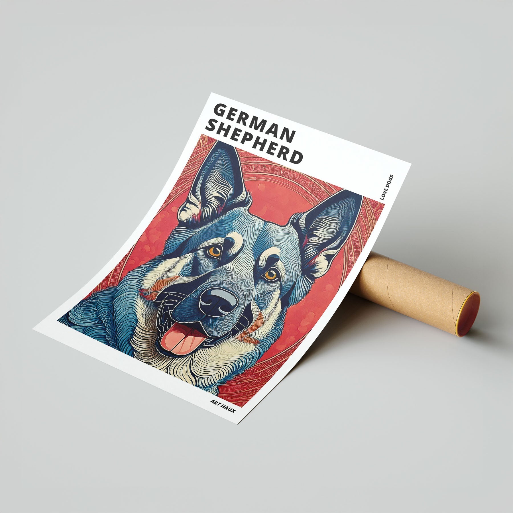 German Shepherd Hokusai Japanese Inspired Dog Series with Text image 6