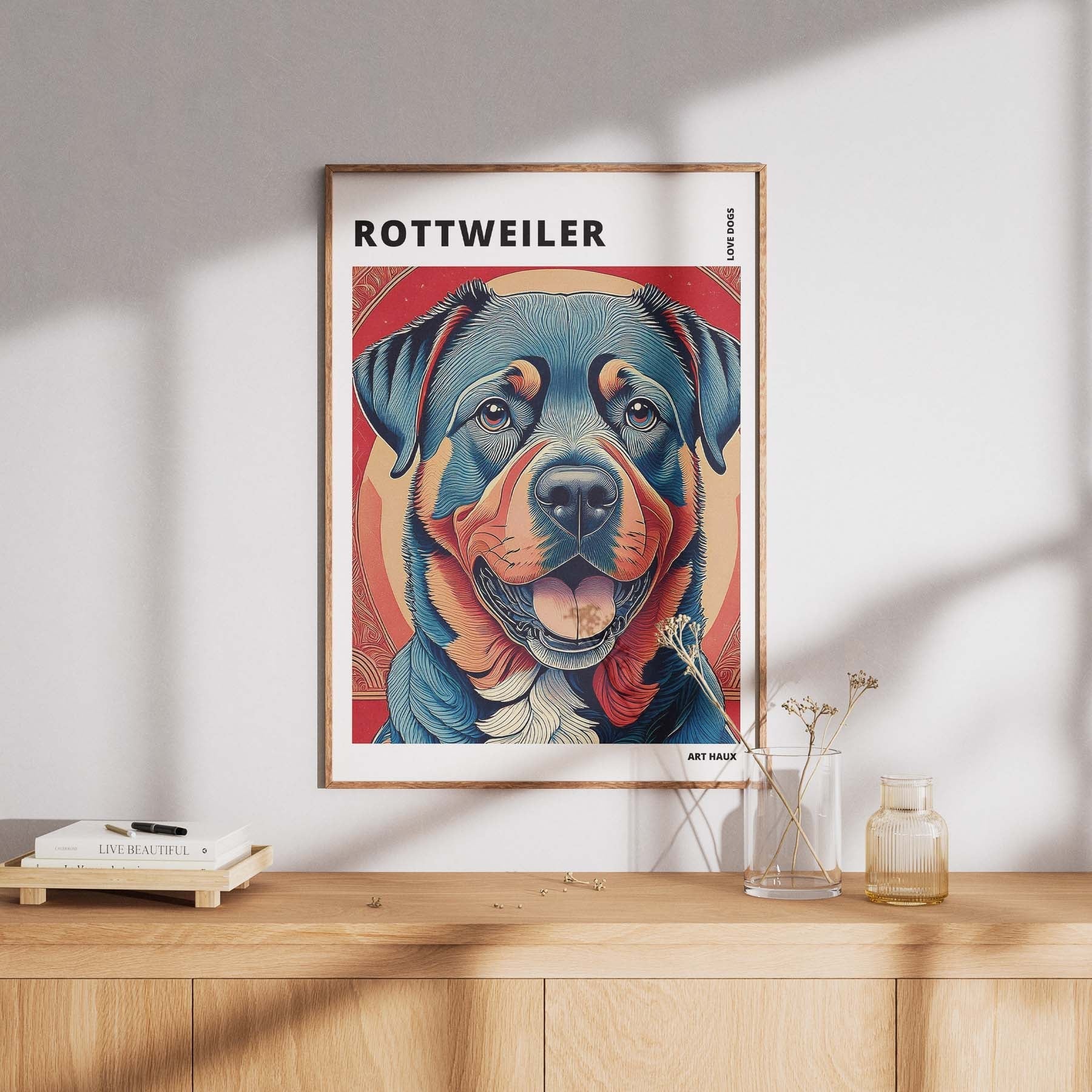 Rottweiler Hokusai Japanese Inspired Dog Series with Text image 7