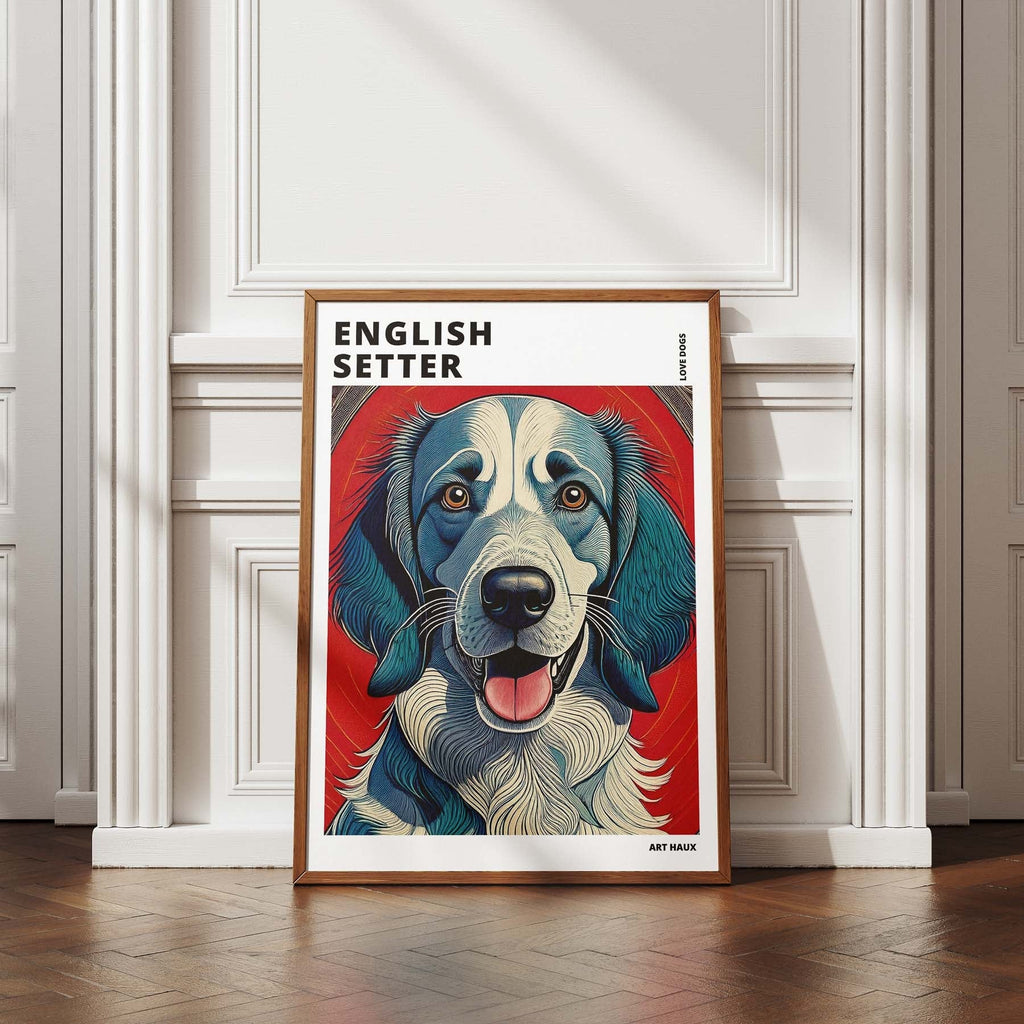 English Setter Hokusai Japanese Inspired Dog Series with Text image 4
