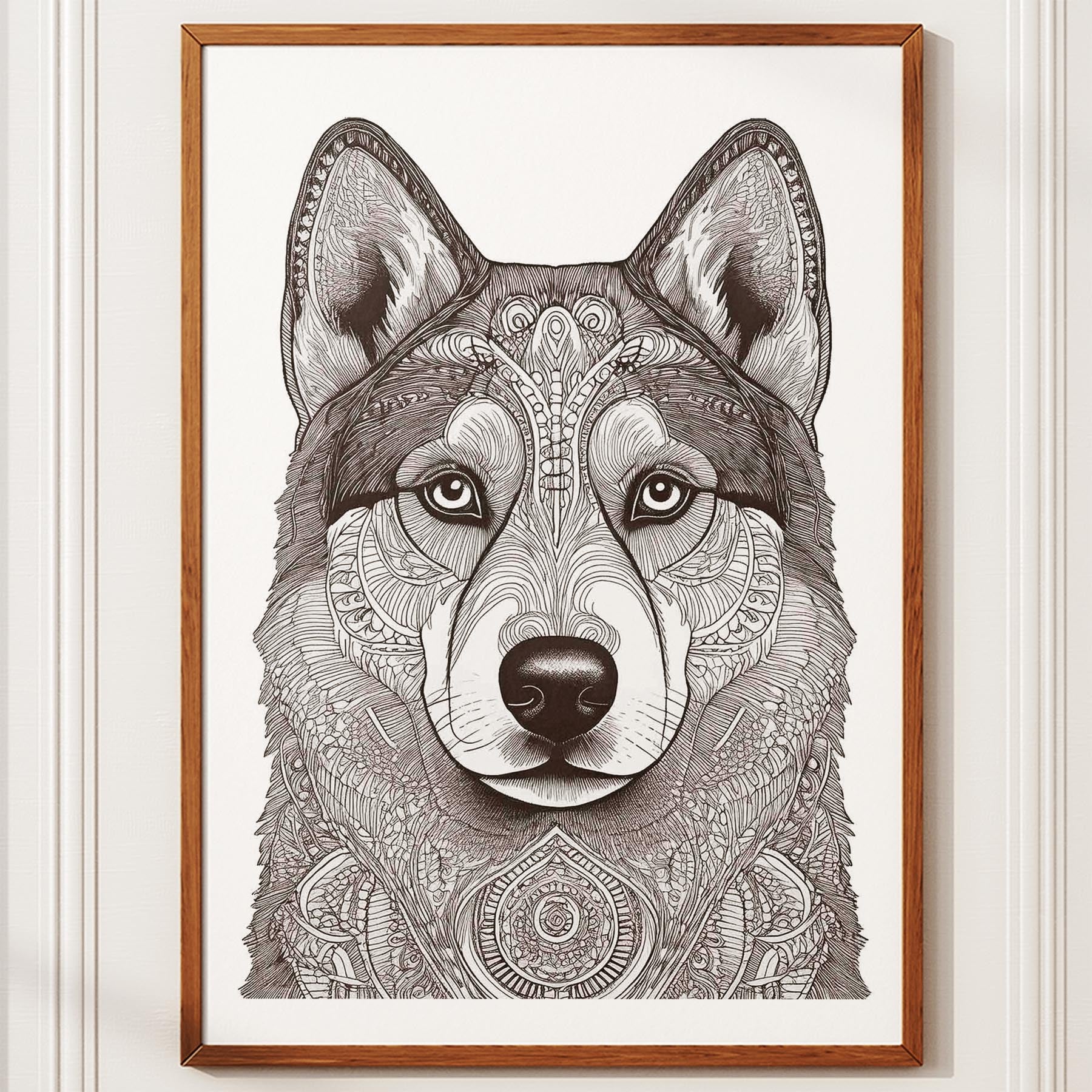 Siberian Husky Mandala Black and White Dog Series image 10