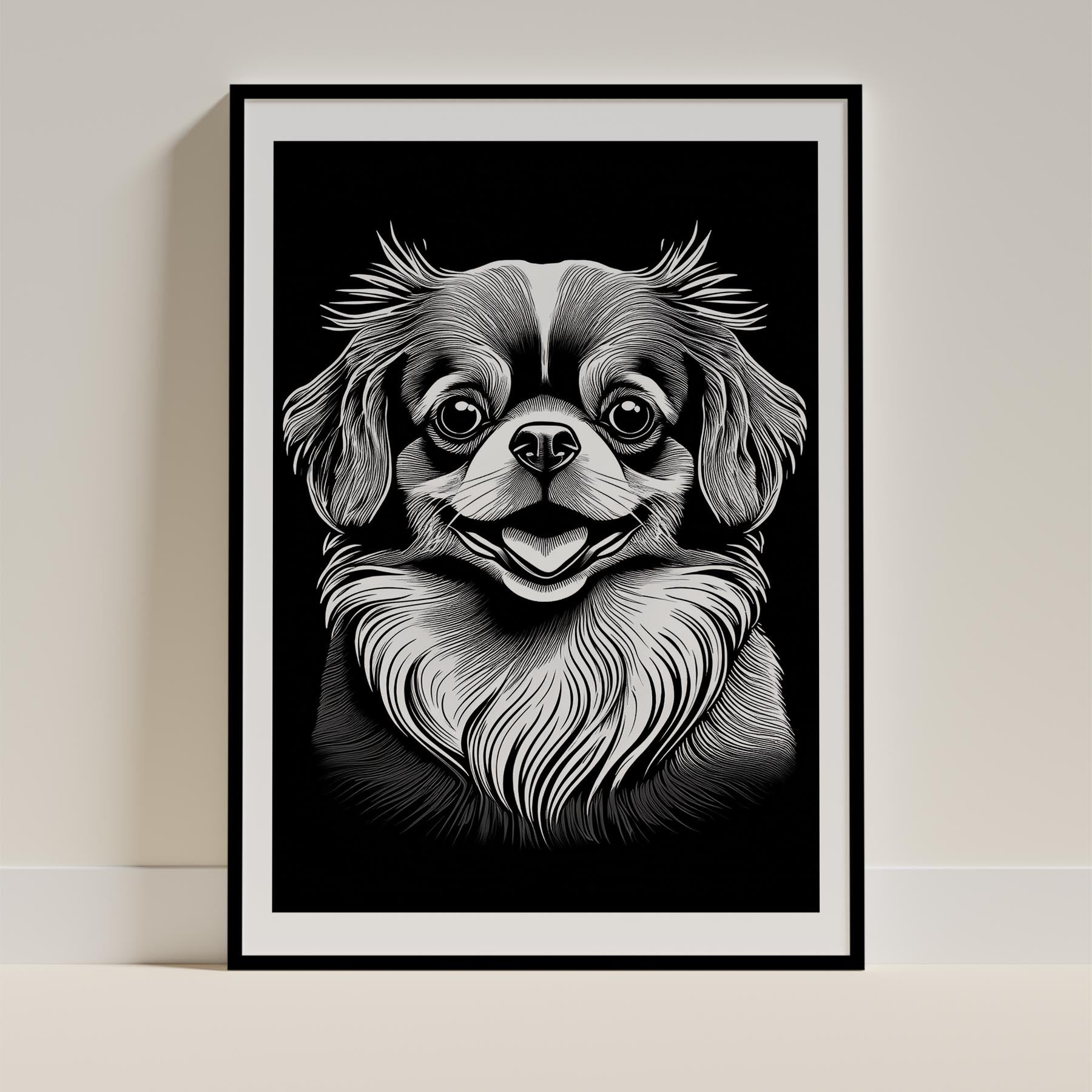 Pomeranian Line Dog Series in Black and White image 0