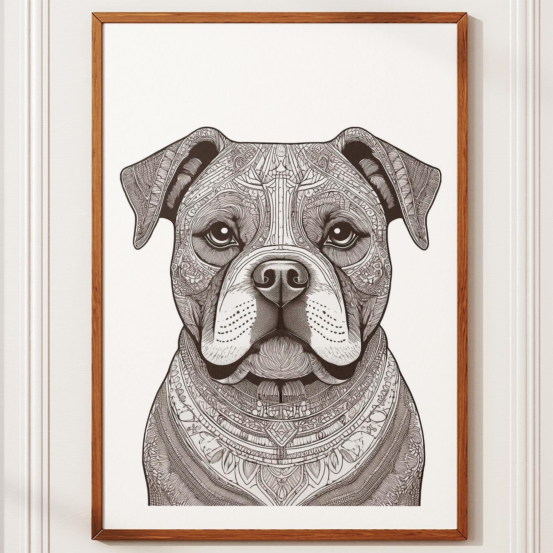 Bulldog Mandala Black and White Dog Series image 10