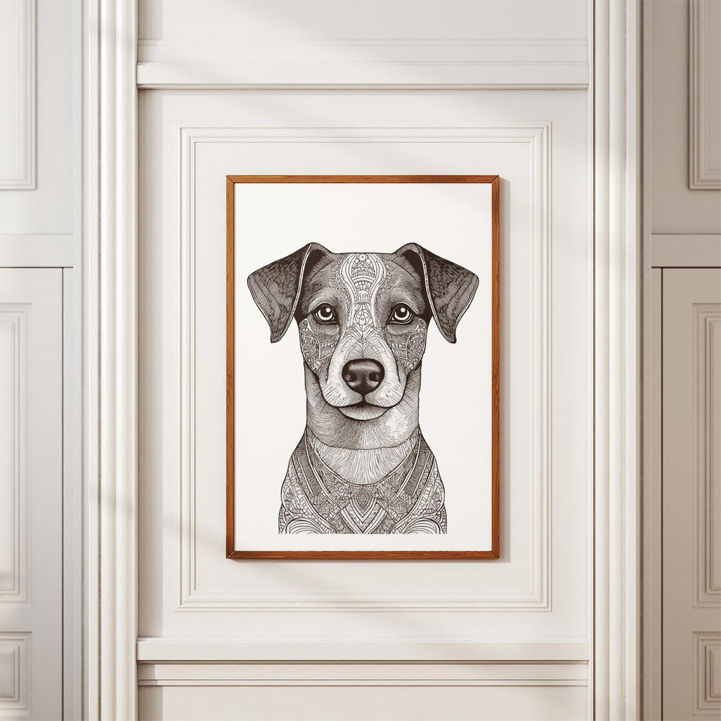 Jack Russell Mandala Black and White Dog Series image 3