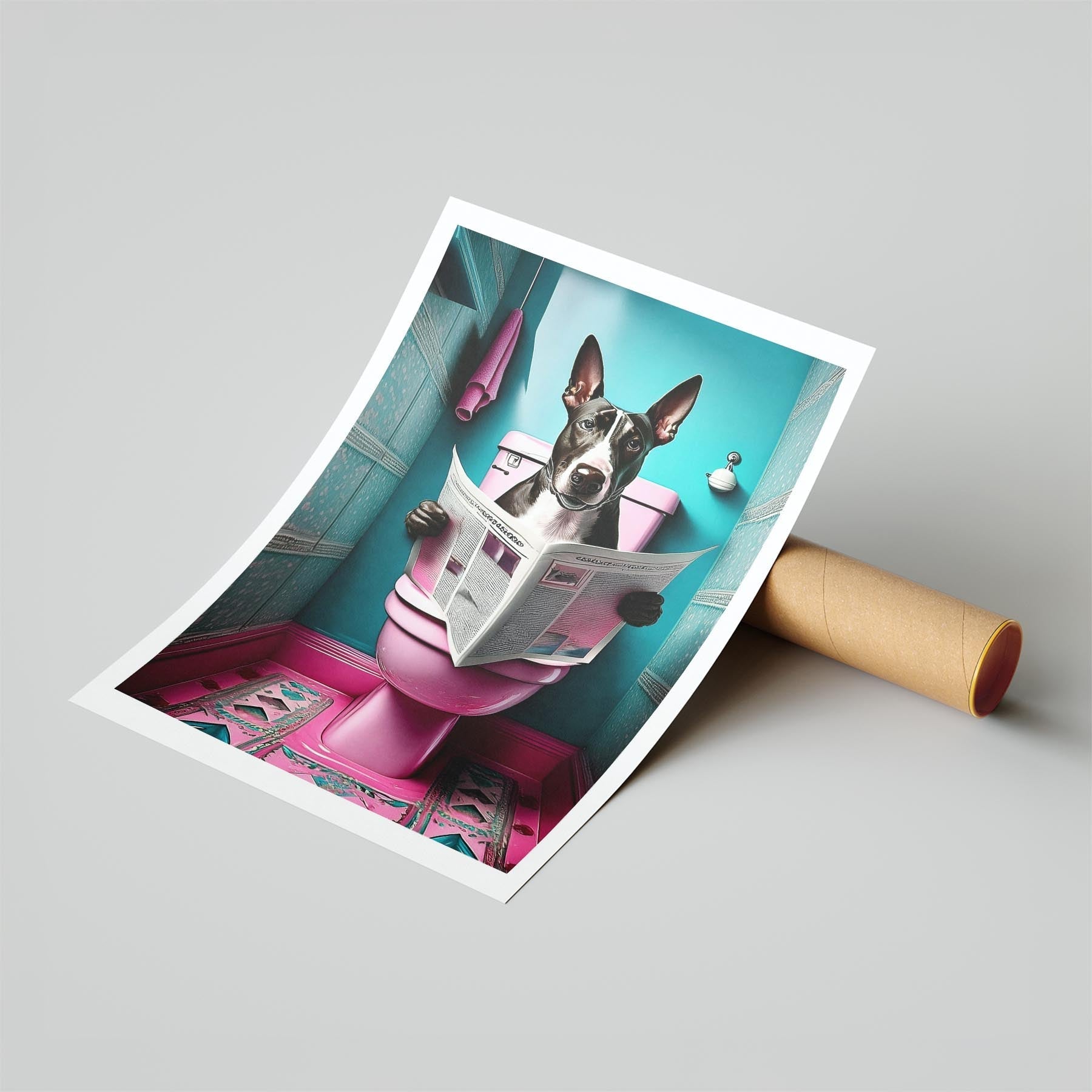 Bull Terrier Toilet Dogs PInk and Turquise image 6