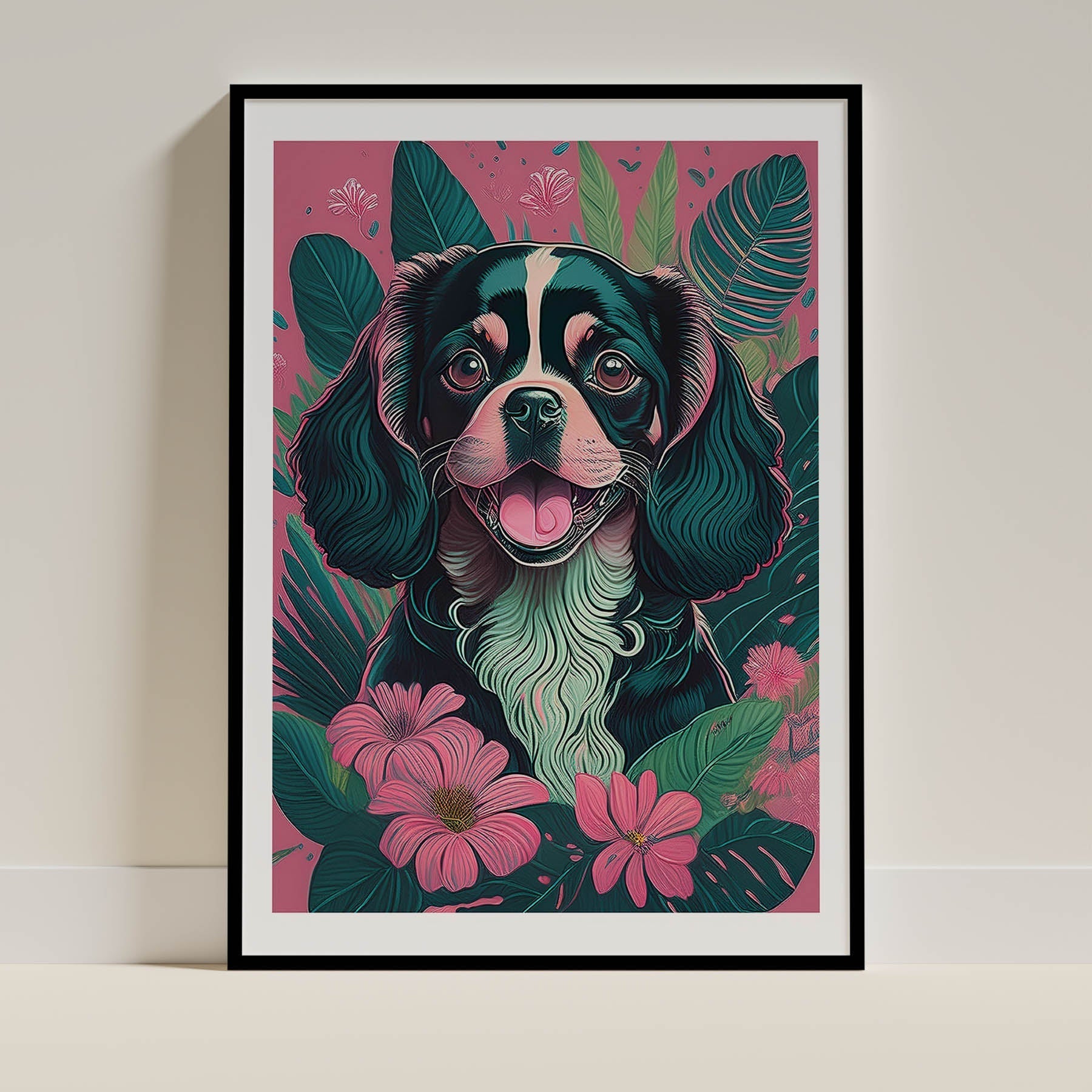 King Charles Spaniel Flowery Dog image 0