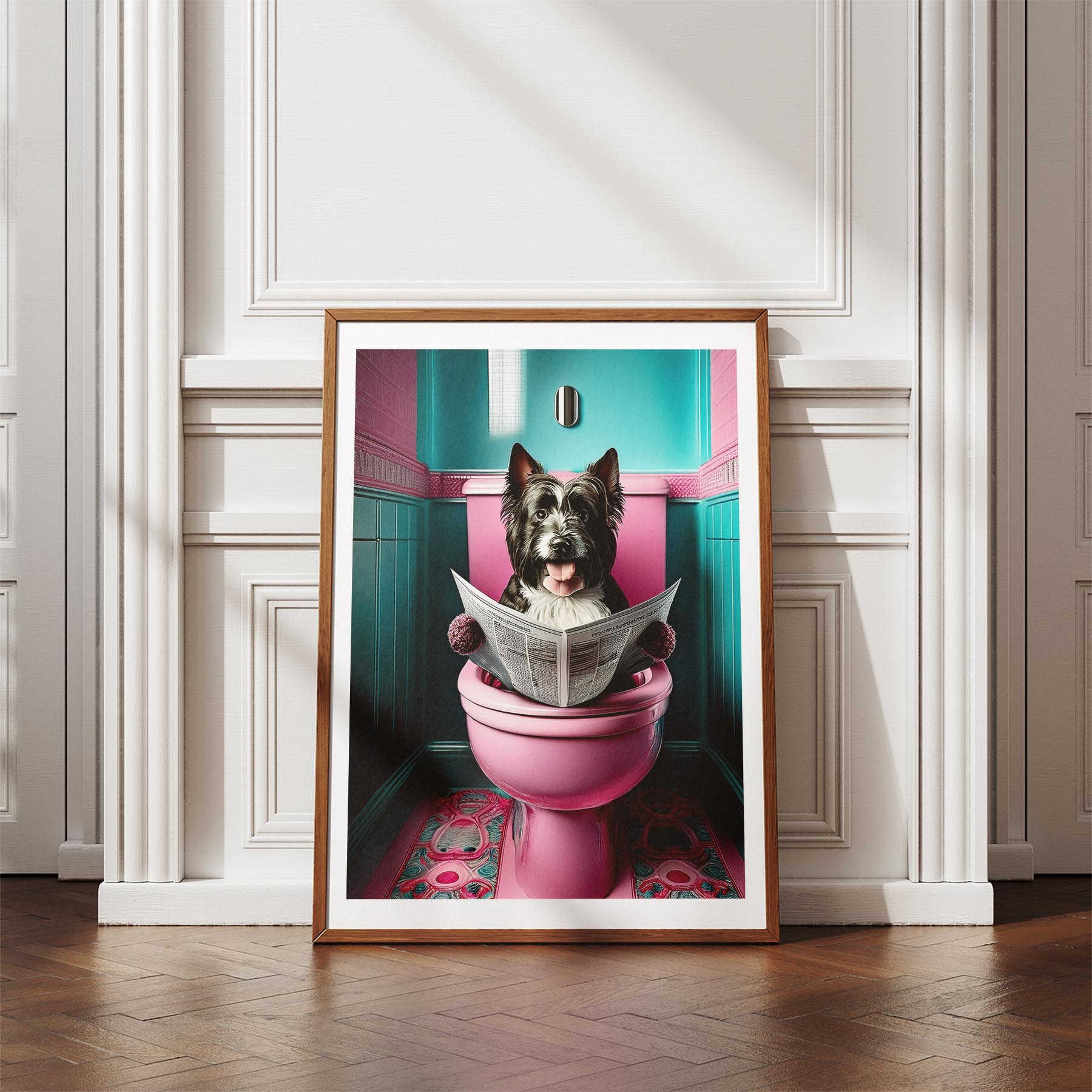 Australian Silky Terrier Toilet Dogs PInk and Turquise image 4