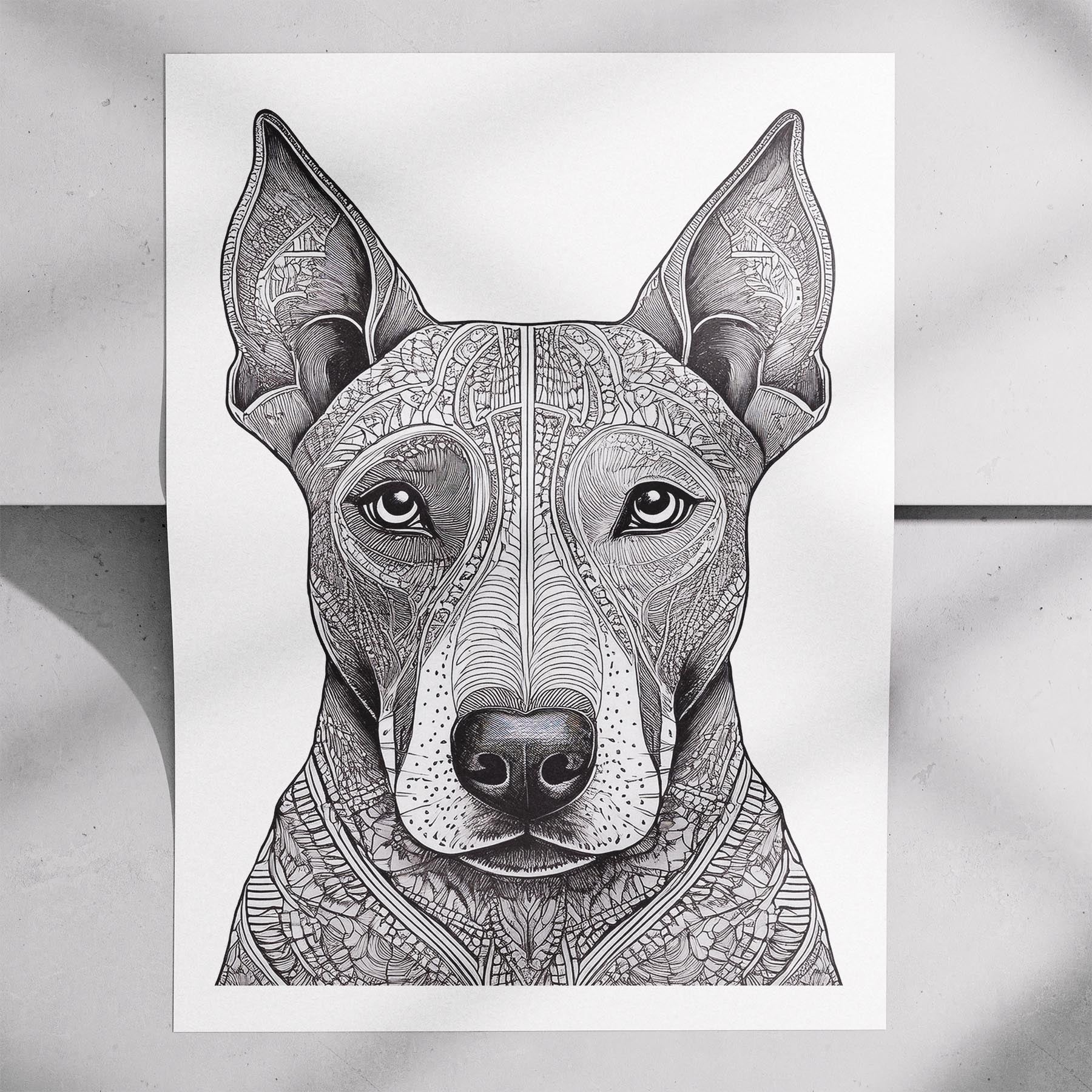 Bull Terrier Mandala Black and White Dog Series image 6