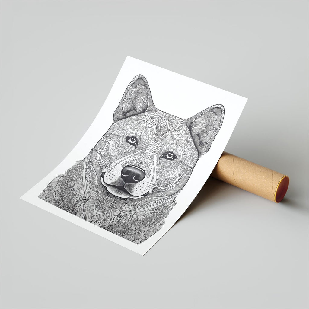 Akita Inu Mandala Black and White Dog Series image 6
