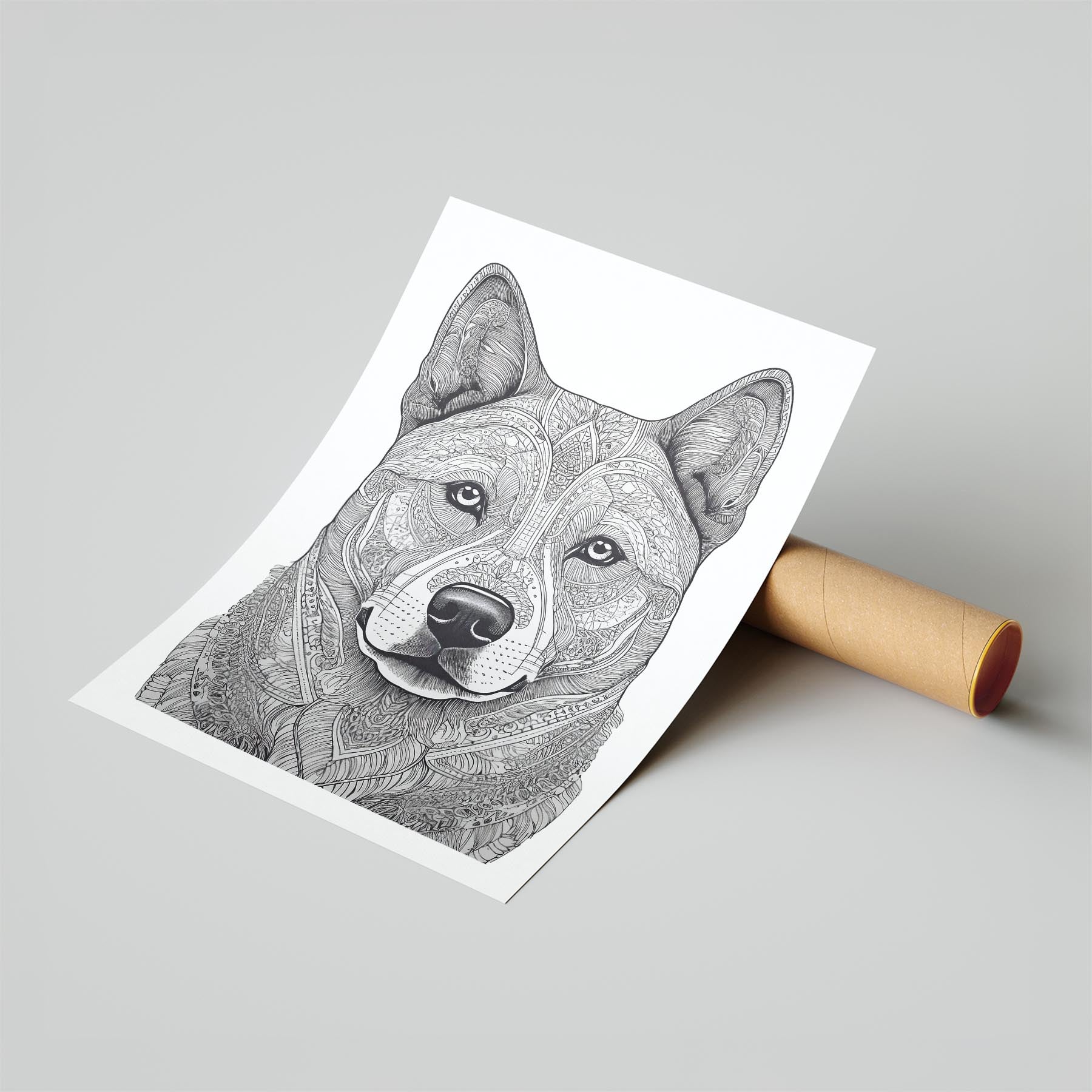 Akita Inu Mandala Black and White Dog Series image 6