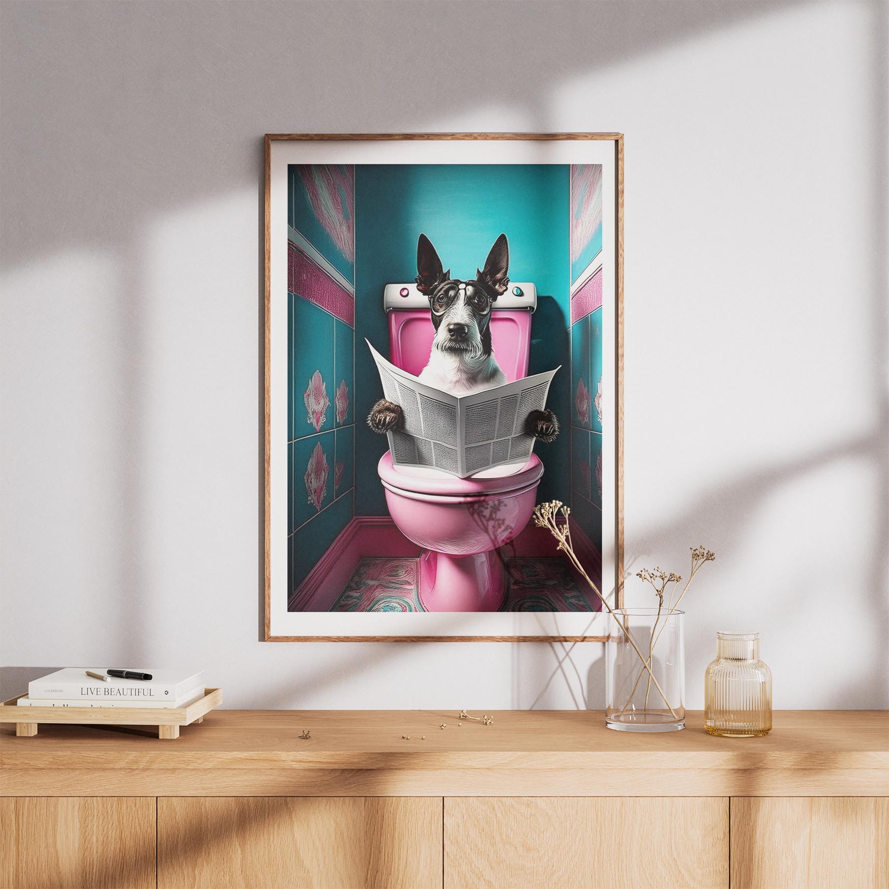 Fox Terrier Toilet Dogs PInk and Turquise image 8