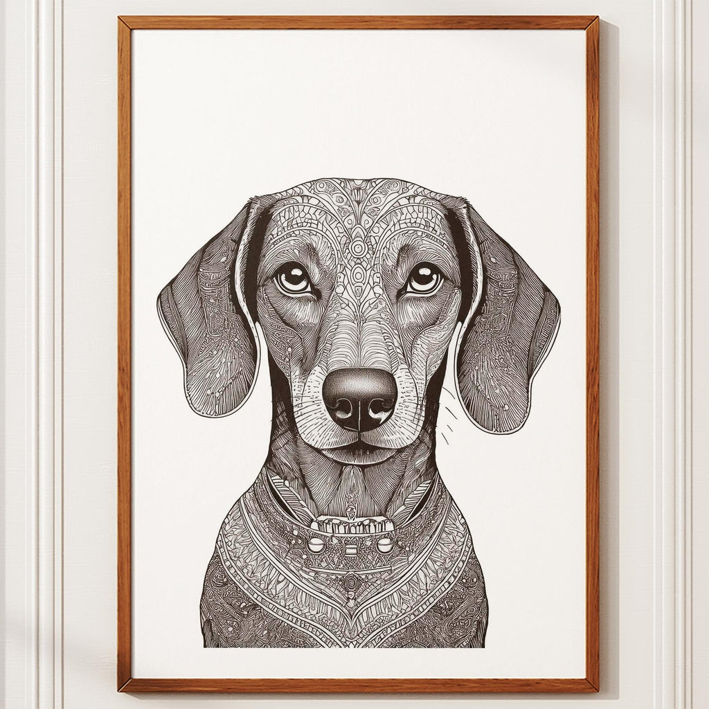 Dachshund Mandala Black and White Dog Series image 10