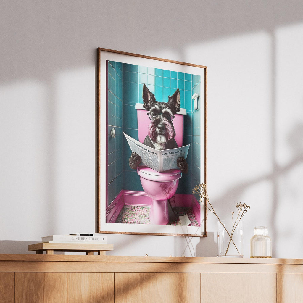 Schnauzer Toilet Dogs PInk and Turquise image 5