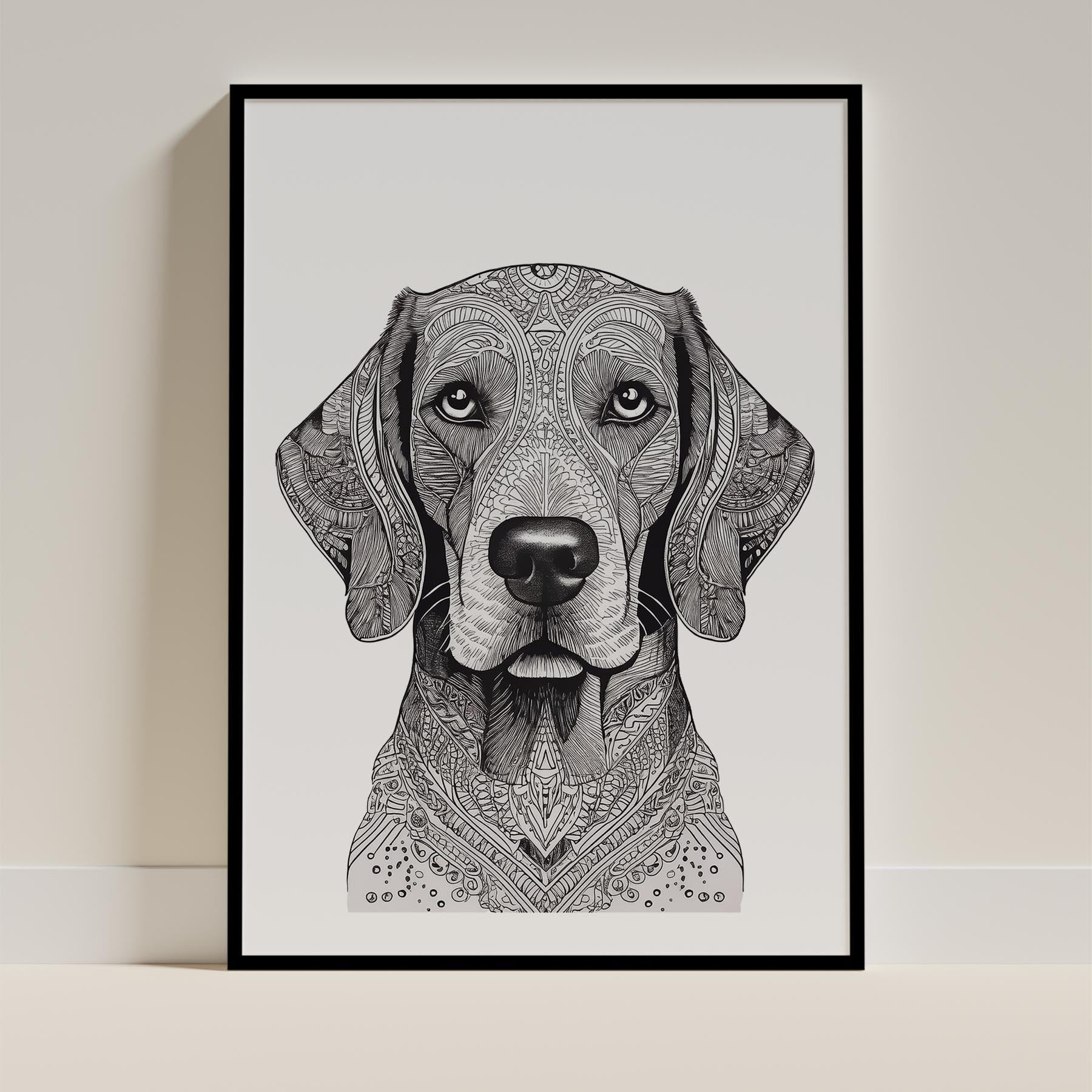 Gordon Setter Mandala Black and White Dog Series image 0
