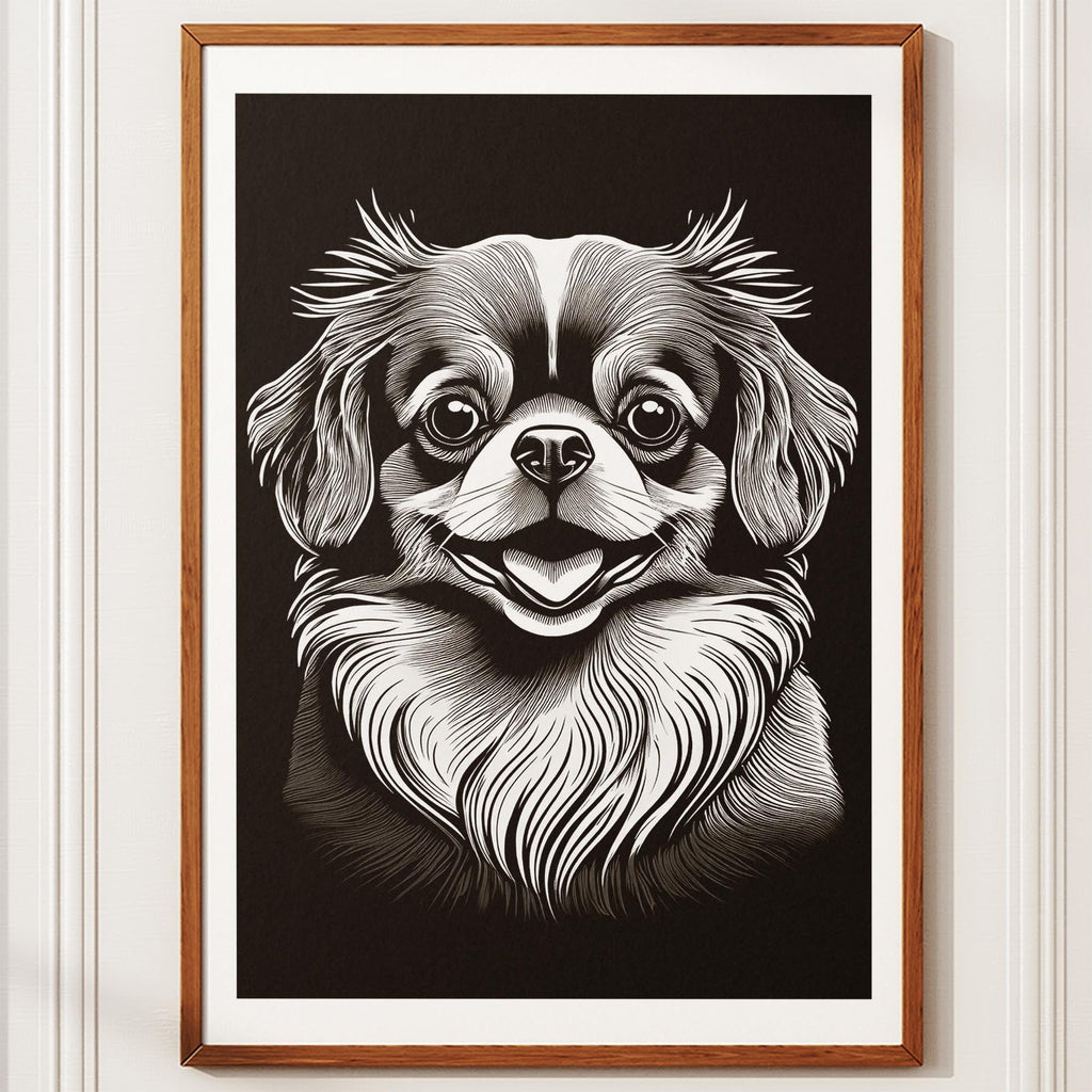 Pomeranian Line Dog Series in Black and White image 10