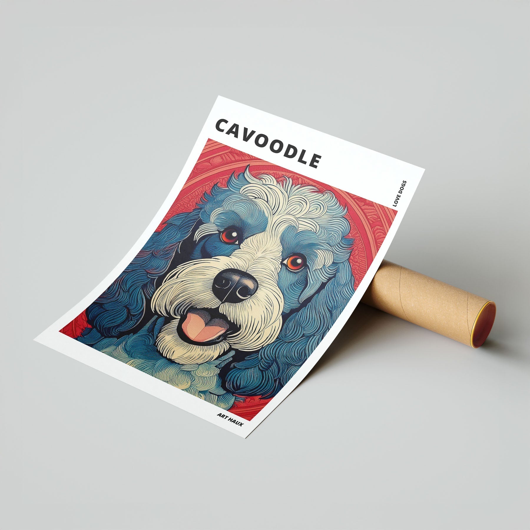 Cavoodle Hokusai Japanese Inspired Dog Series with Text image 6