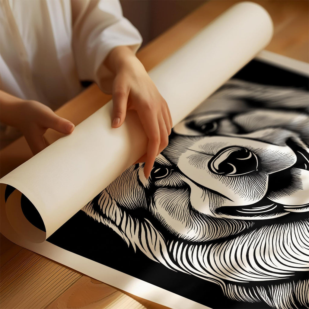 Chow Chow Line Dog Series in Black and White image 1