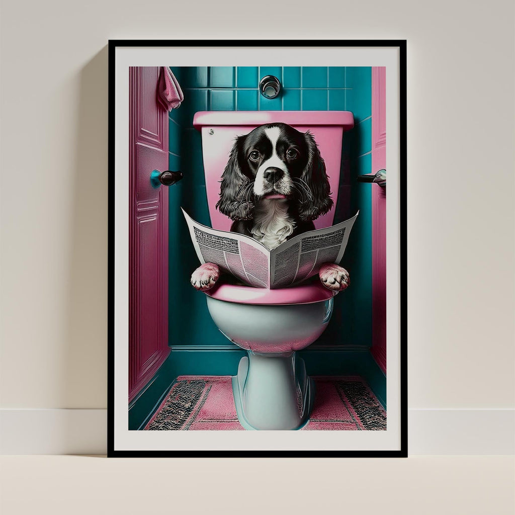 Cavalier Spaniel Toilet Dogs PInk and Turquise image 0