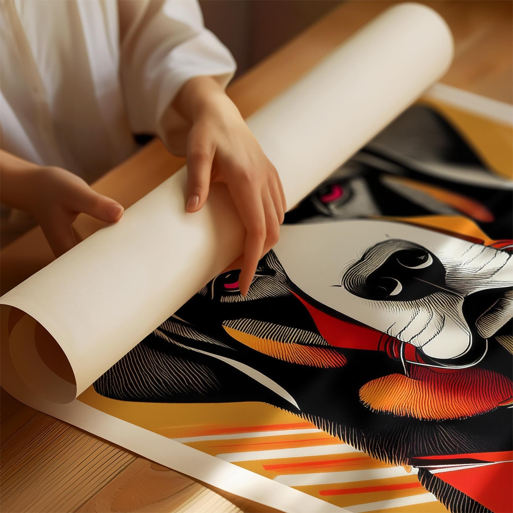 Bernese Mountain Dog Geometric Orange Series image 1