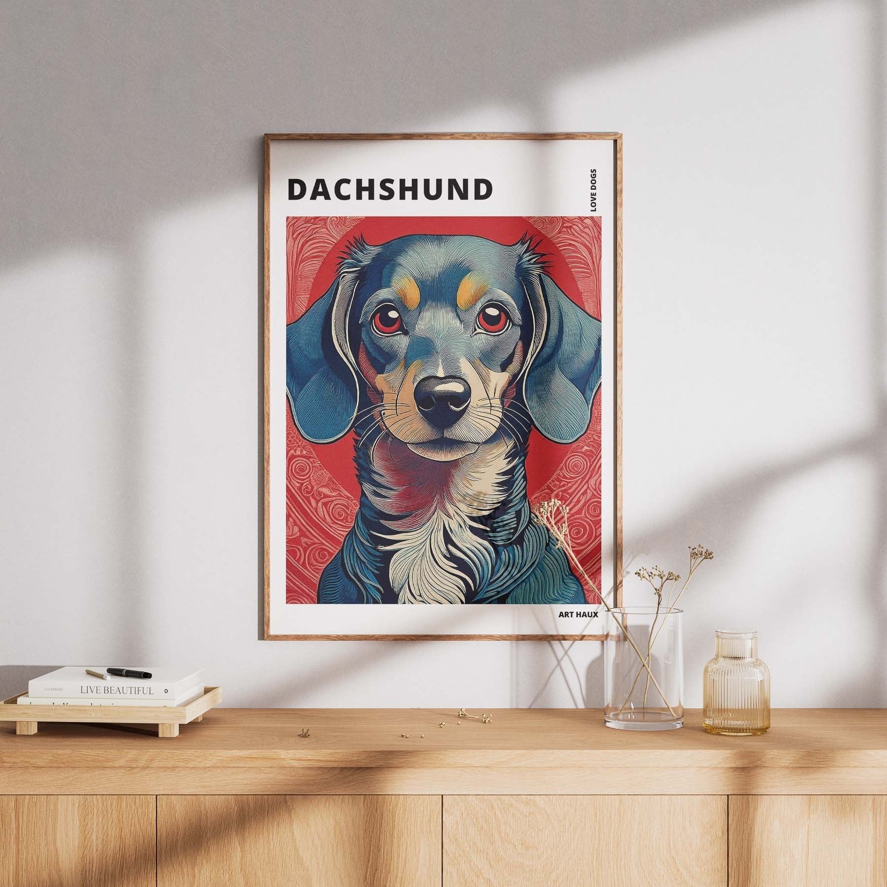 Dachshund Hokusai Japanese Inspired Dog Series with Text image 7