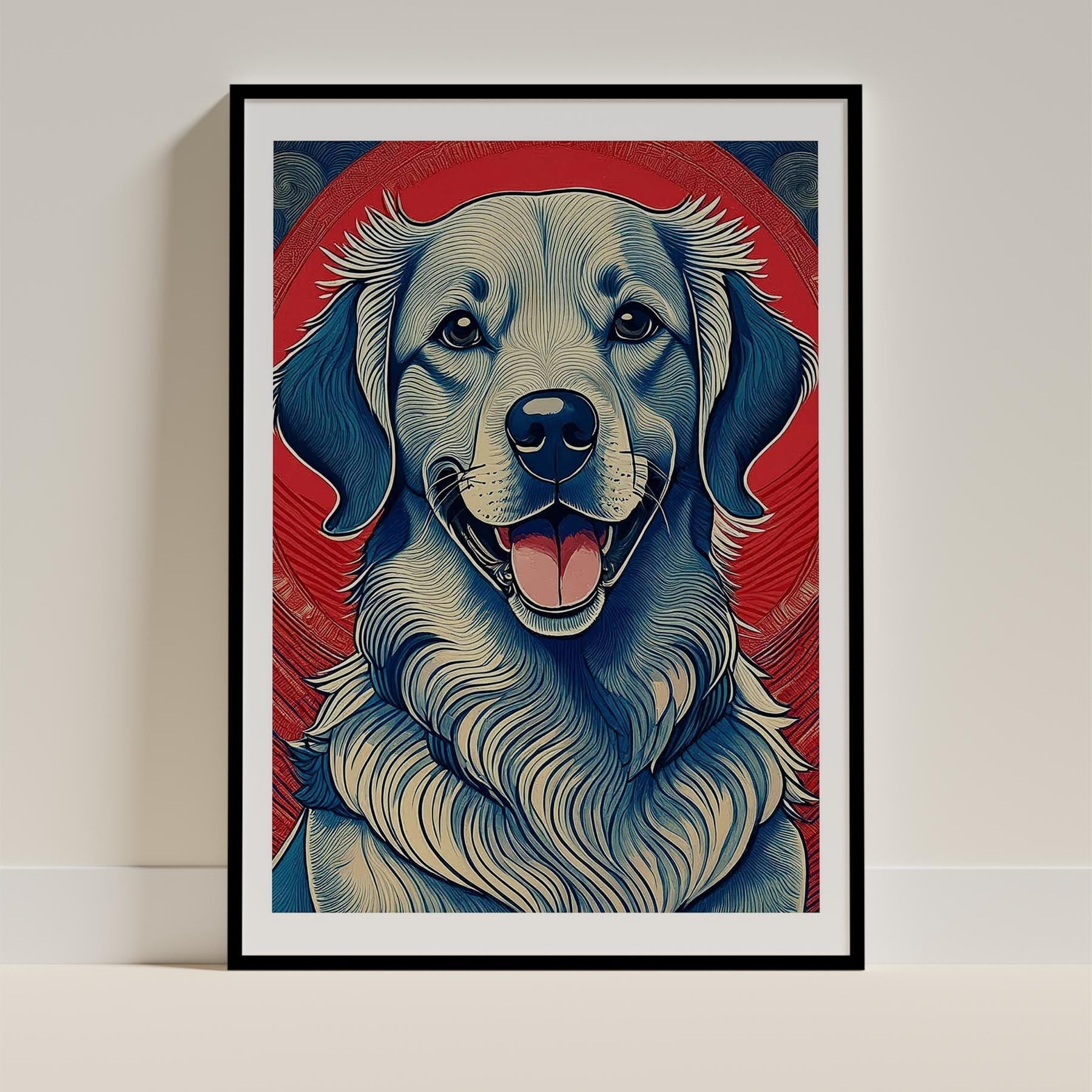 Golden Retriever Hokusai Japanese Inspired Dog Series image 0
