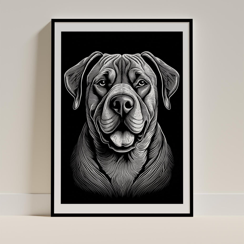 Neapolitan Mastiff Line Dog Series in Black and White image 0