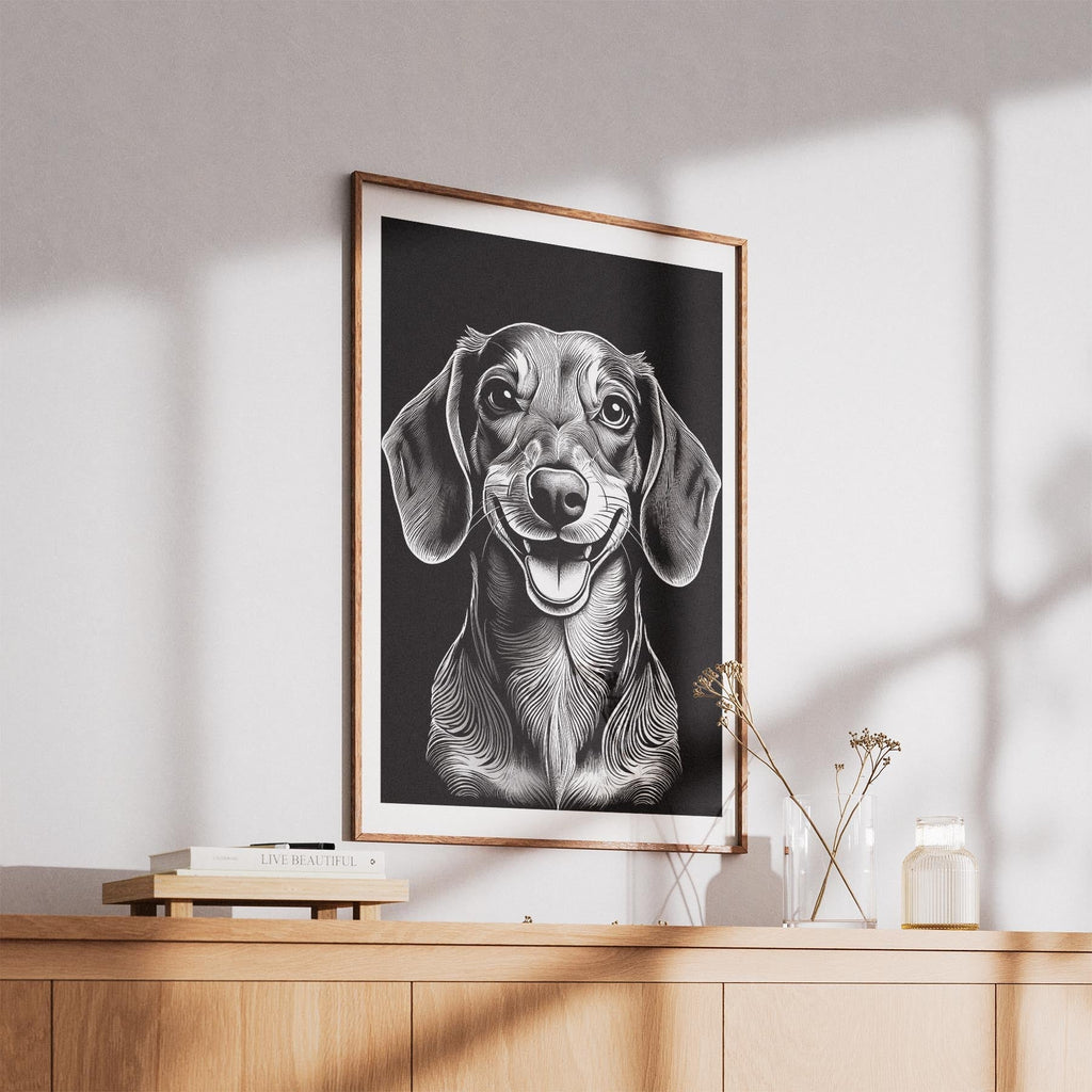 Dachshund Line Dog Series in Black and White image 5