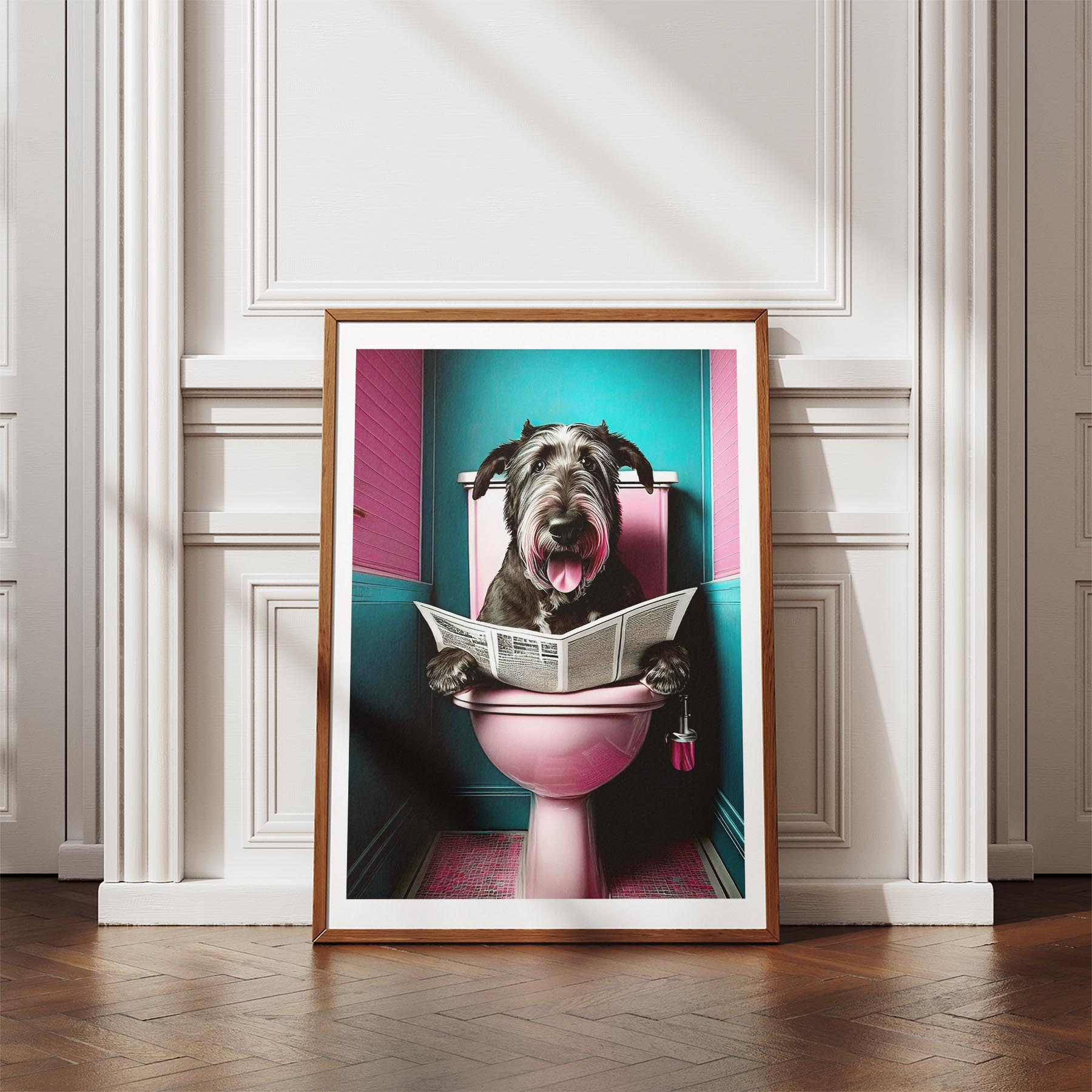 Irish Wolfhound Toilet Dogs PInk and Turquise image 4