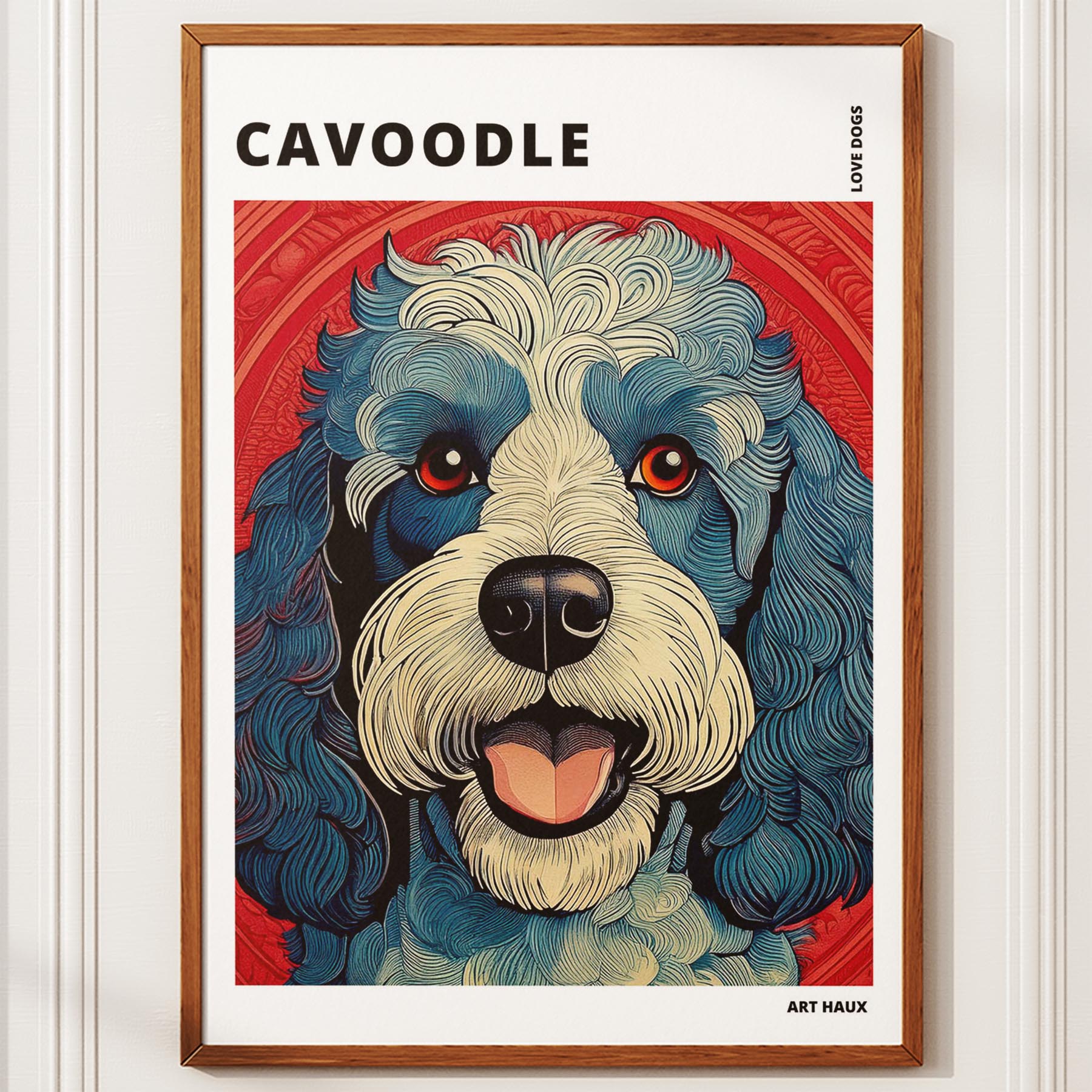 Cavoodle Hokusai Japanese Inspired Dog Series with Text image 9