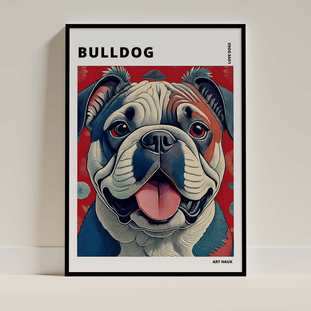 Bulldog Hokusai Japanese Inspired Dog Series with Text image 0
