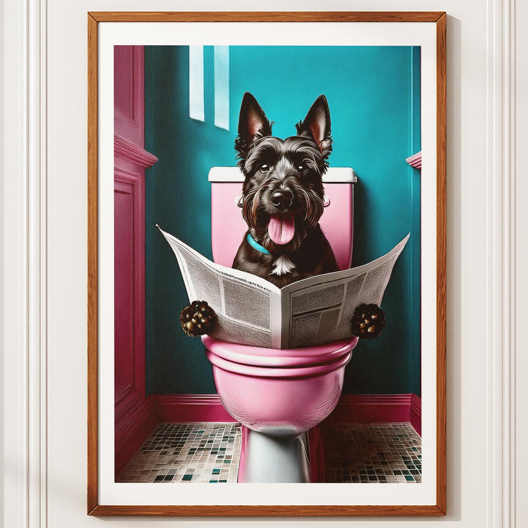Scottish Terrier Toilet Dogs PInk and Turquise image 10