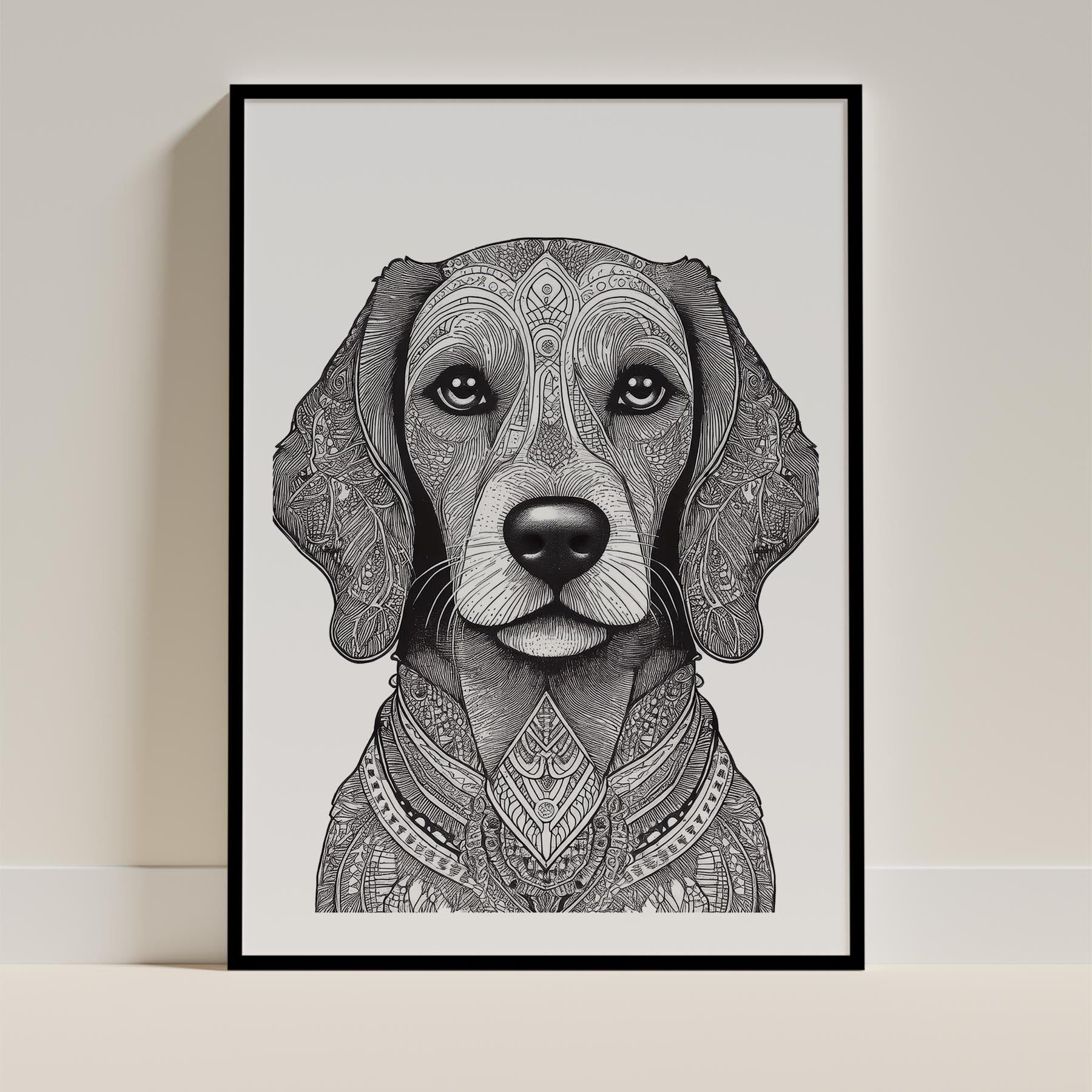 Cavoodle Mandala Black and White Dog Series image 0