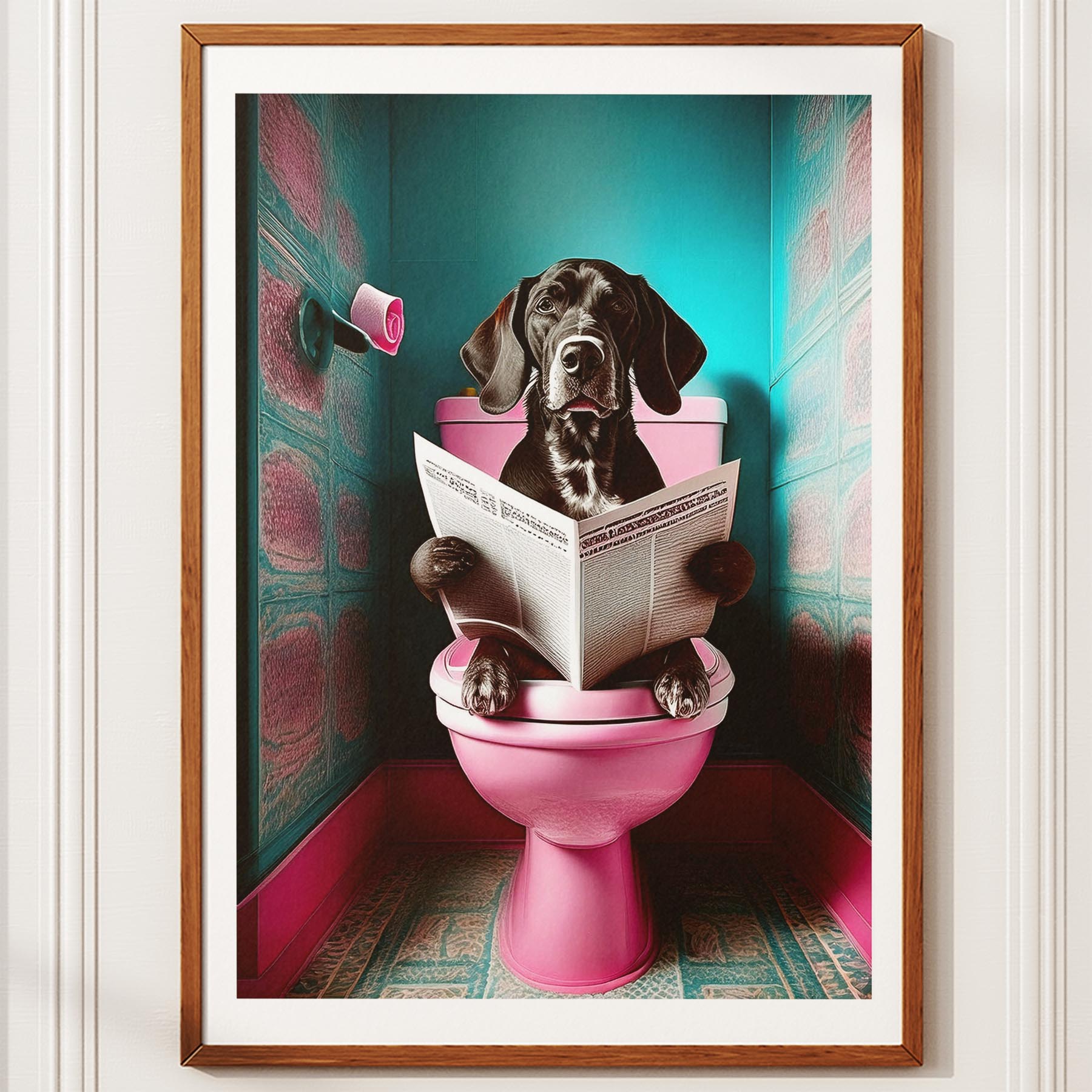 Hungarian Vizsla Toilet Dogs PInk and Turquise image 10