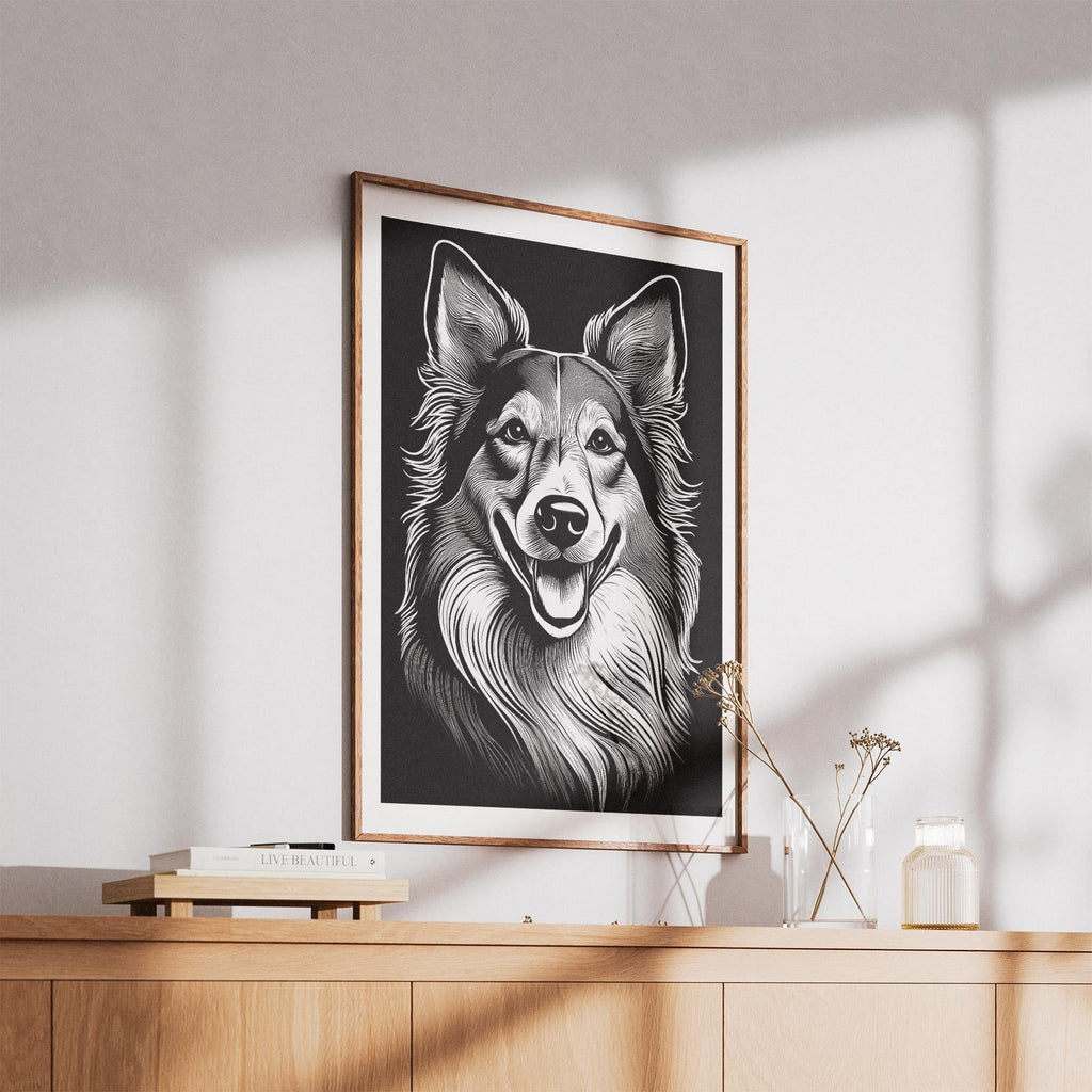 Rough Smooth Collie Line Dog Series in Black and White image 5