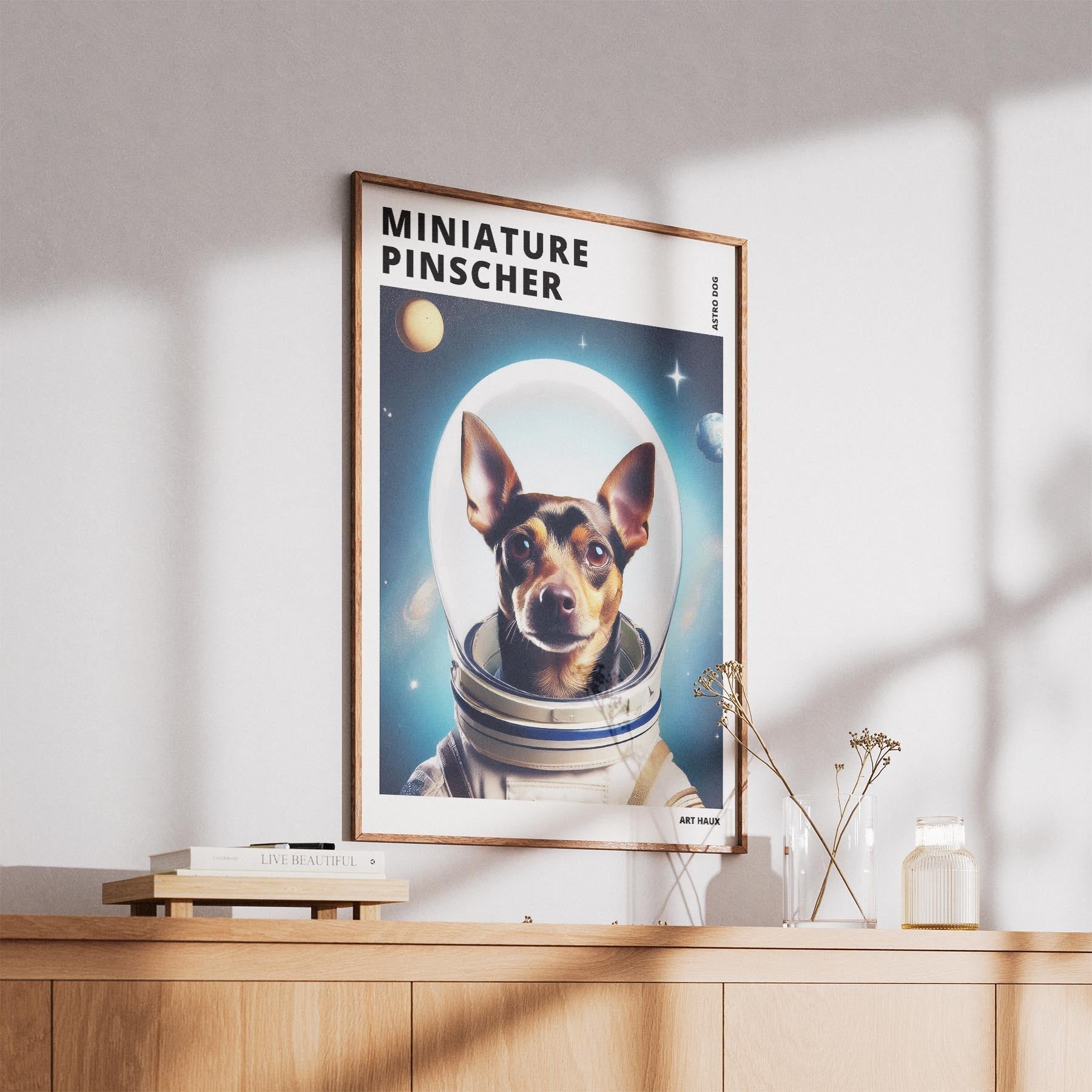 Miniature Pinscher Astronaut Dog Series with Text Astro Dog image 5