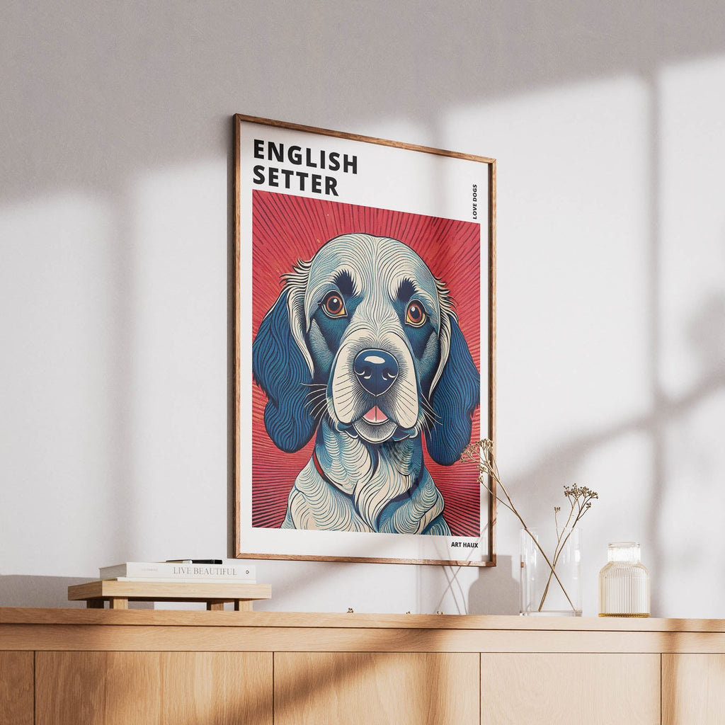 English Setter Hokusai Japanese Inspired Dog Series with Text image 5