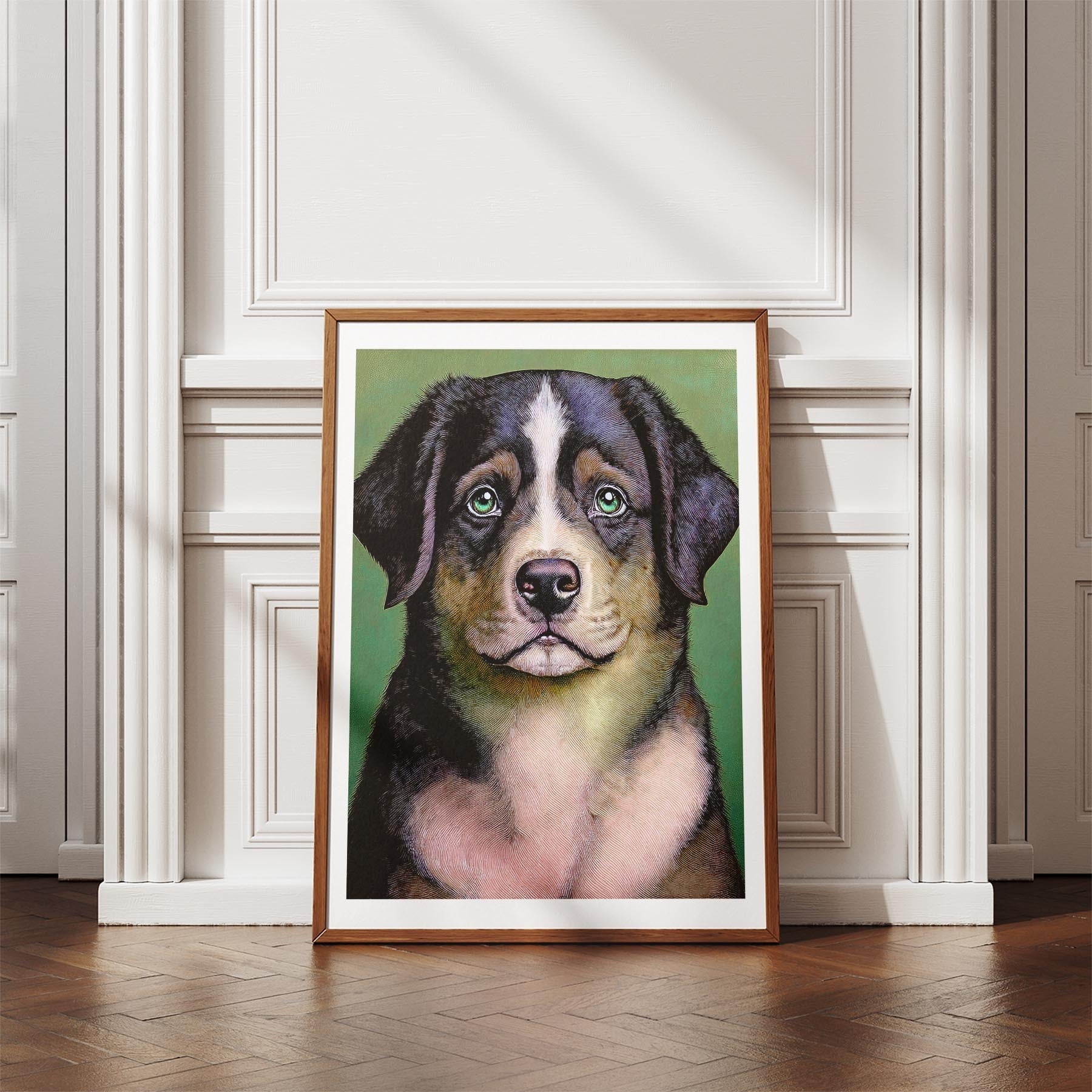 Bernese Mountain Dog Green Painted Series image 4
