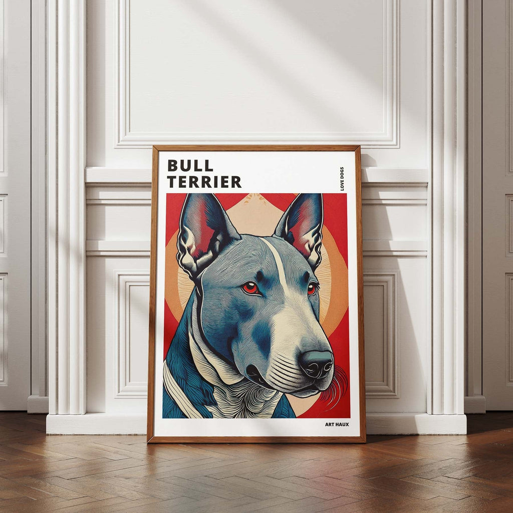 Bull Terrier Hokusai Japanese Inspired Dog Series with Text image 4