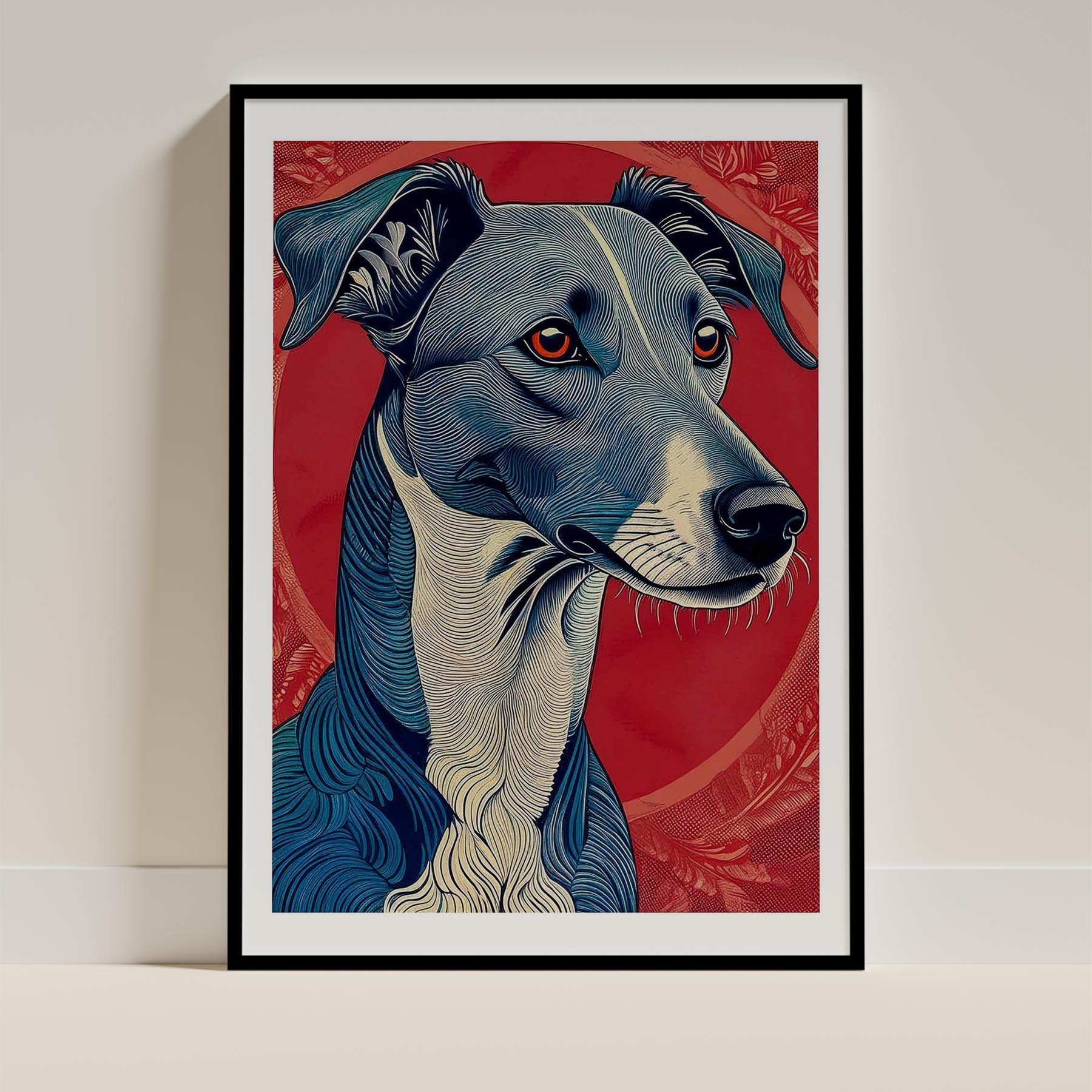 Greyhound Hokusai Japanese Inspired Dog Series 1 image 0