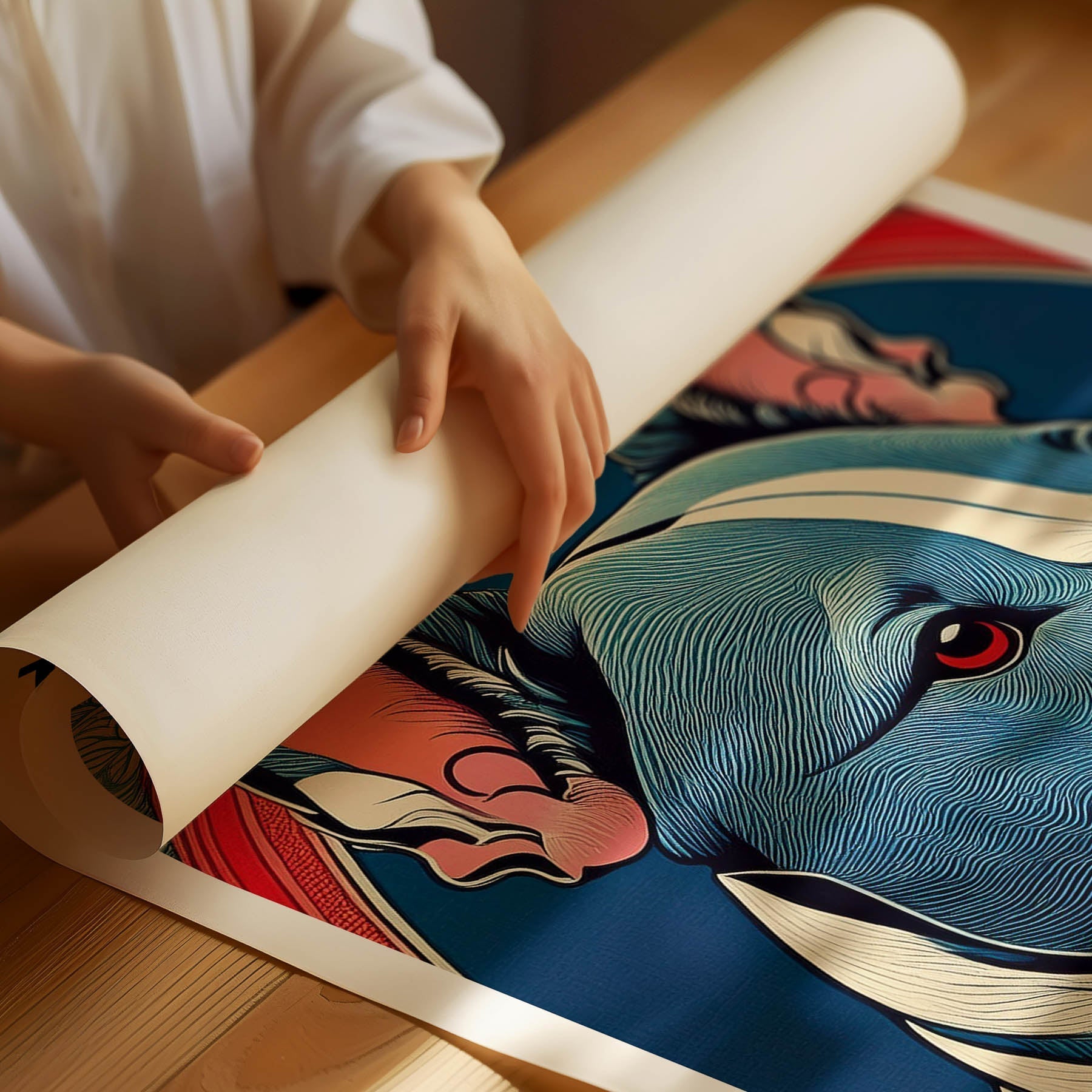 Bull Terrier Hokusai Japanese Inspired Dog Series with Text image 1