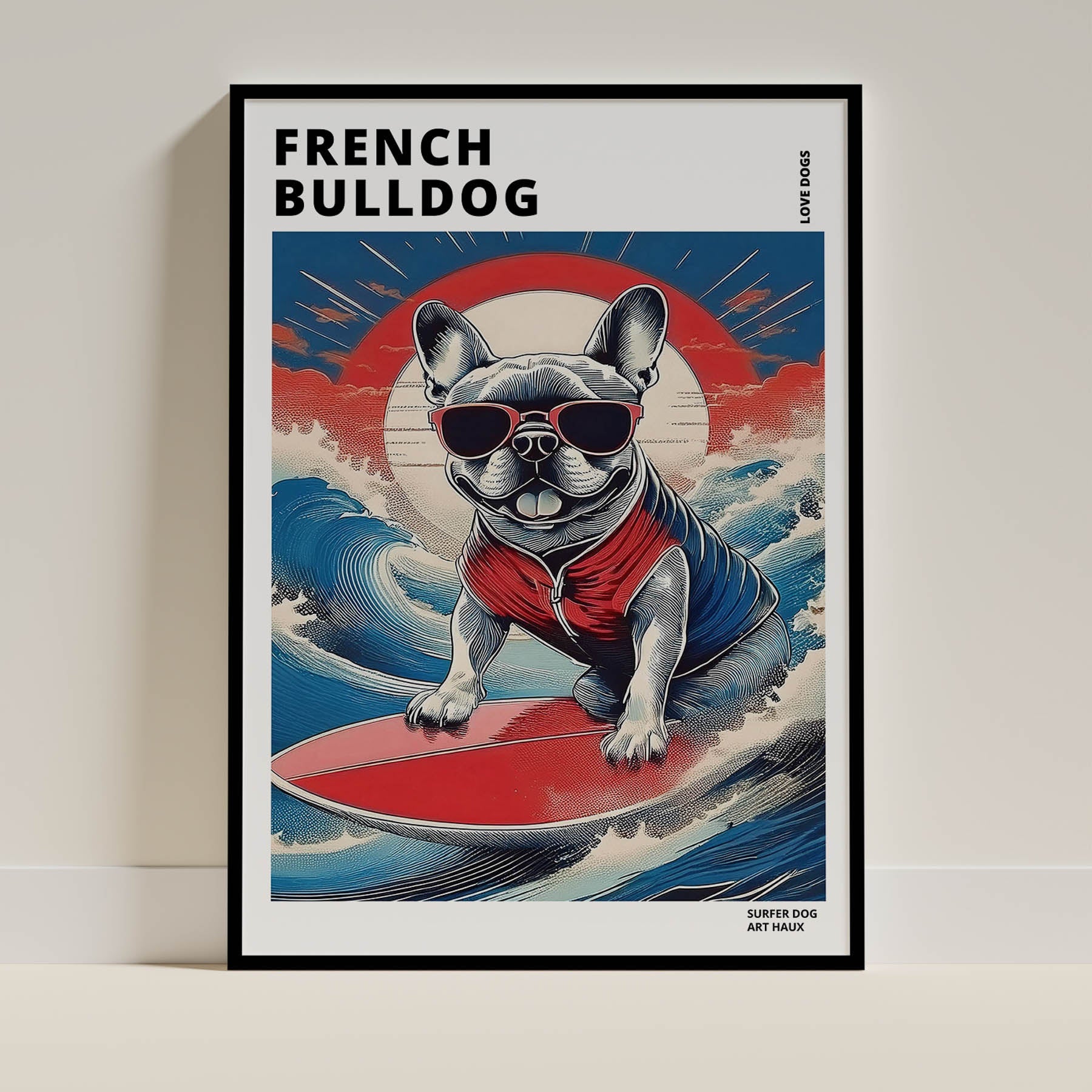 French Bulldog Hokosai Surfer Dogs 3 image 0