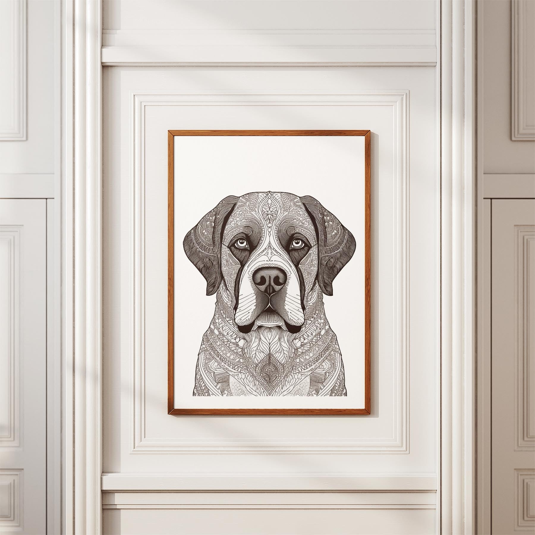 Saint Bernard Mandala Black and White Dog Series image 3
