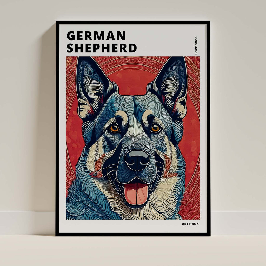 German Shepherd Hokusai Japanese Inspired Dog Series with Text image 0